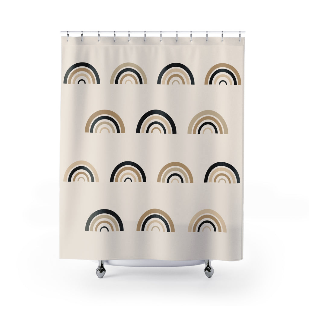 Boho Rainbow Arch Shower Curtain – Earth Tone