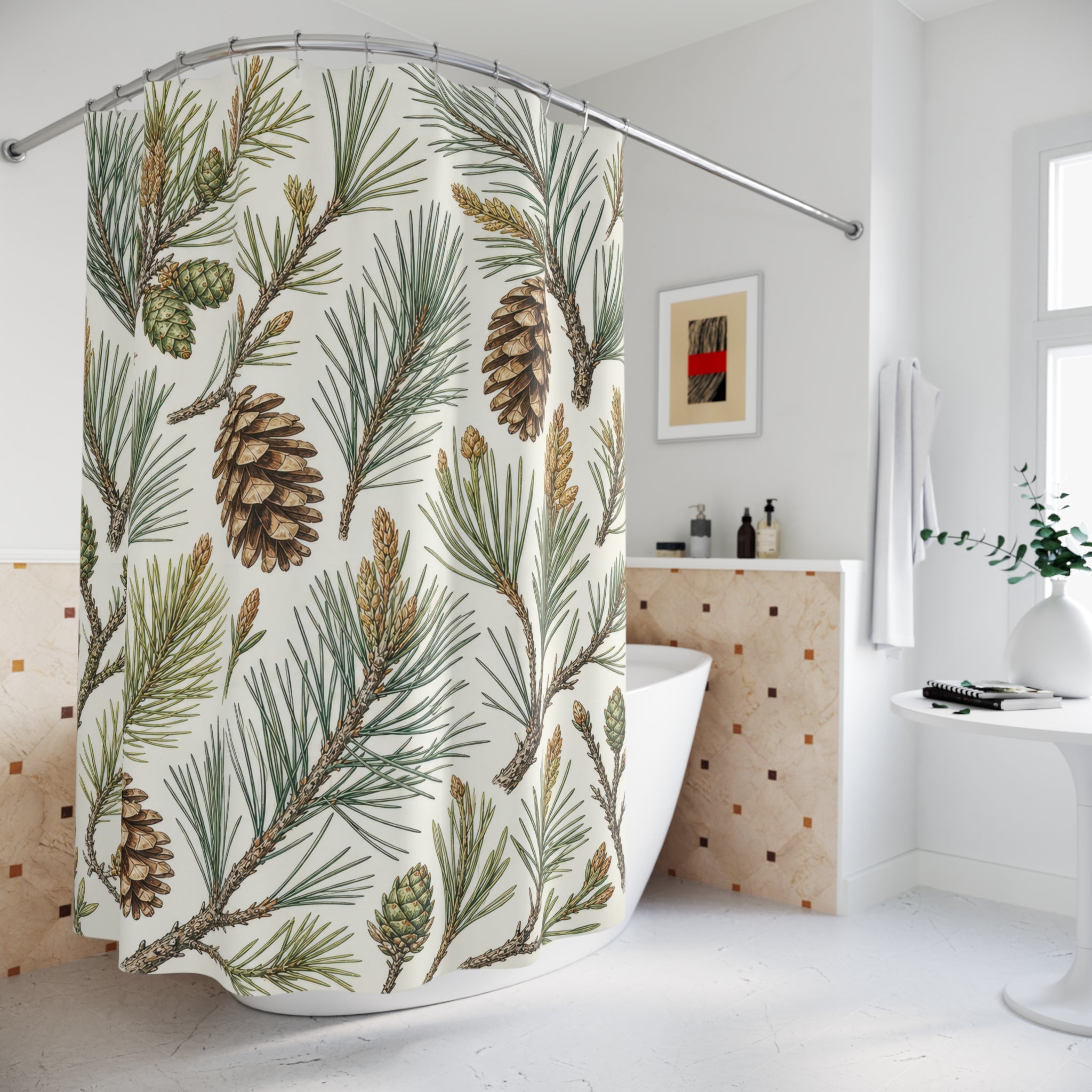 Evergreen Forest Botanical Shower Curtain