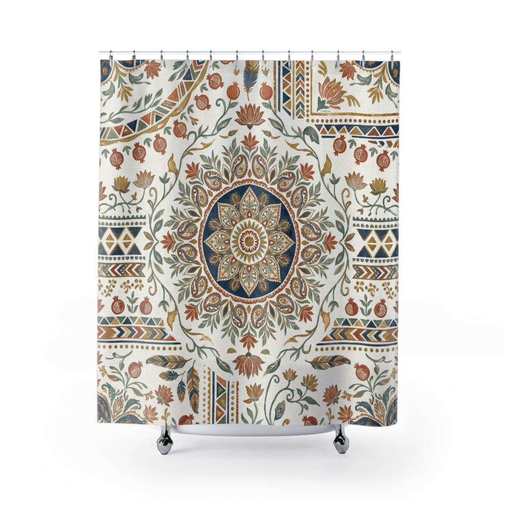 Boho Mandala Shower Curtain – Brown and Beige