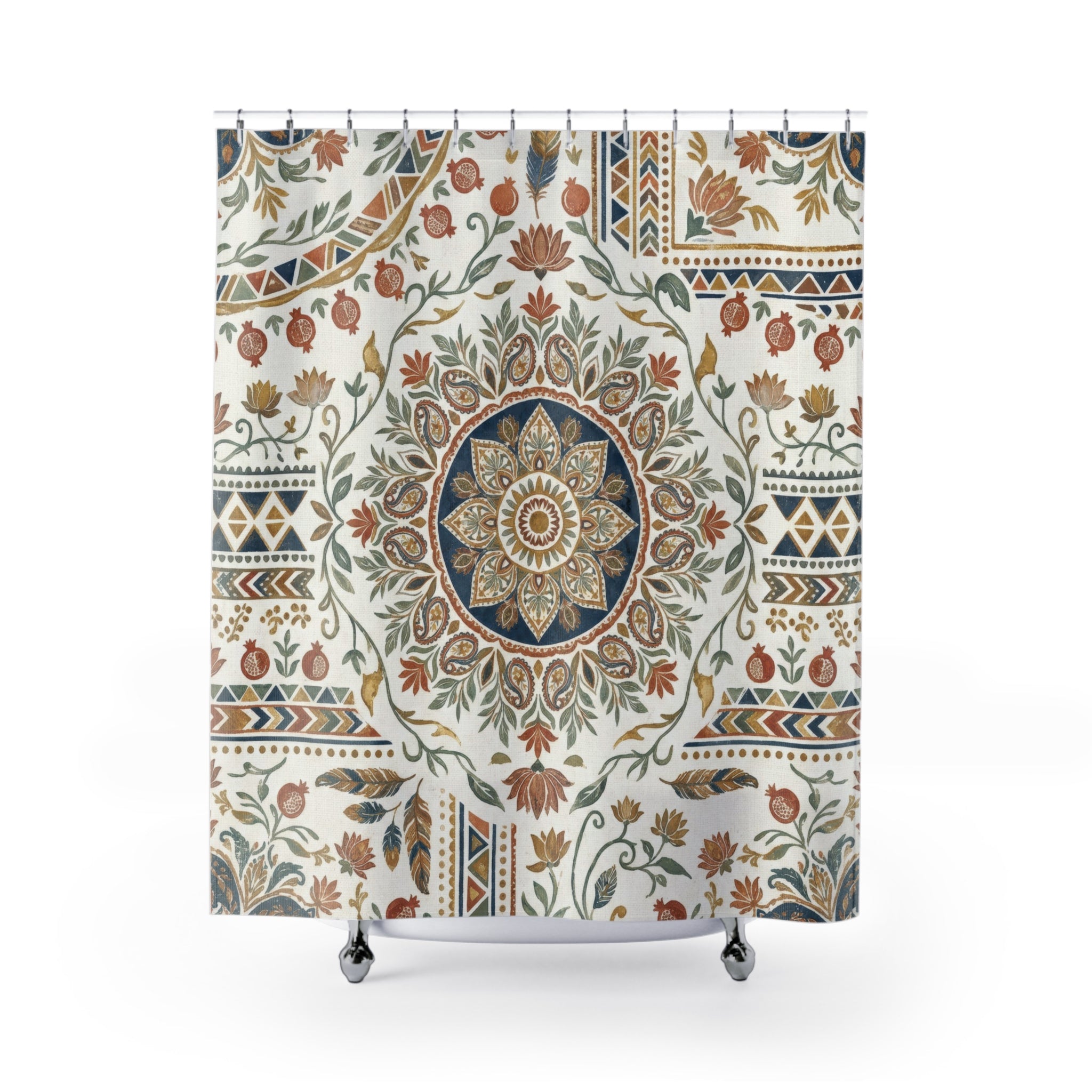Boho Mandala Shower Curtain – Brown and Beige