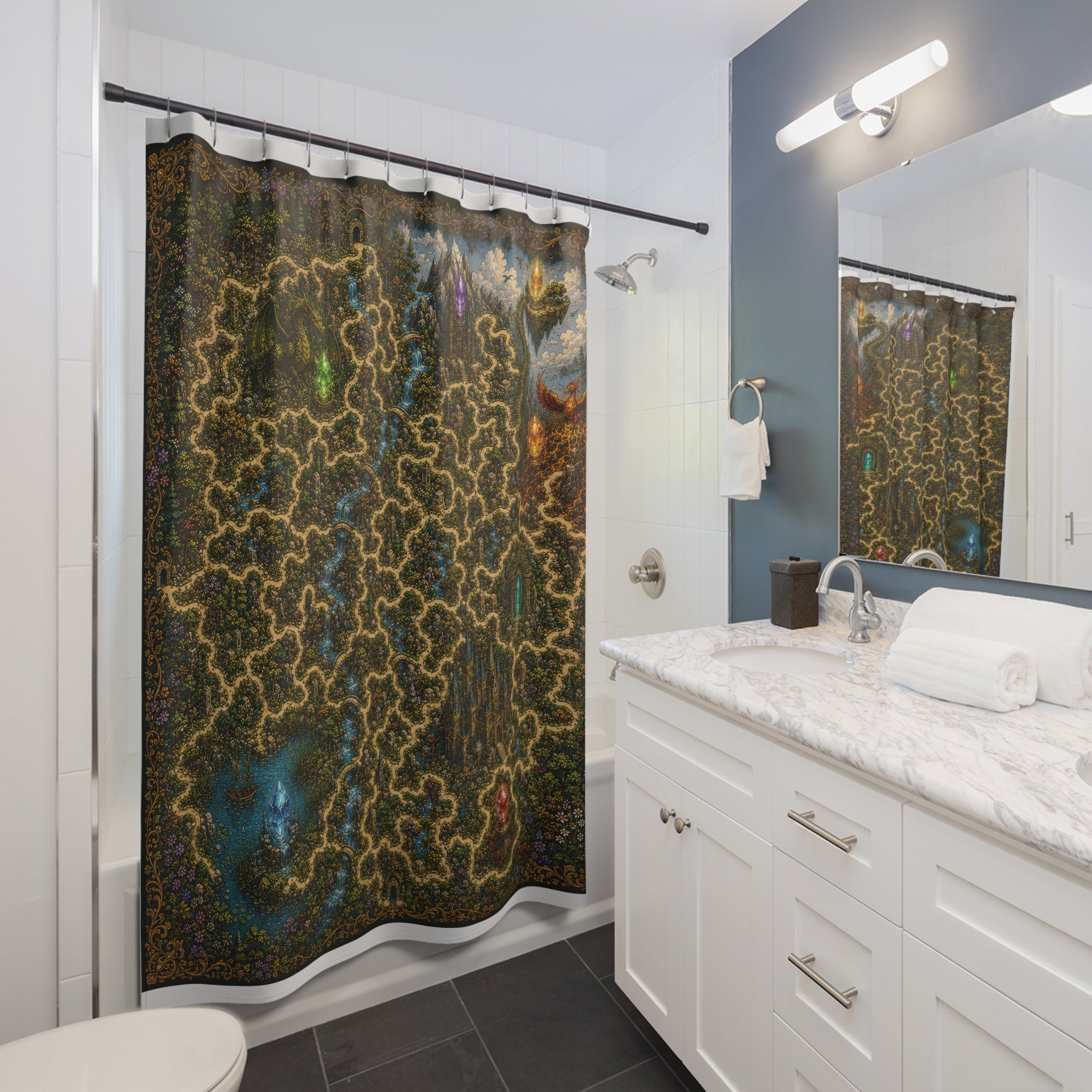 Maze Shower Curtain: Fantasy Puzzle
