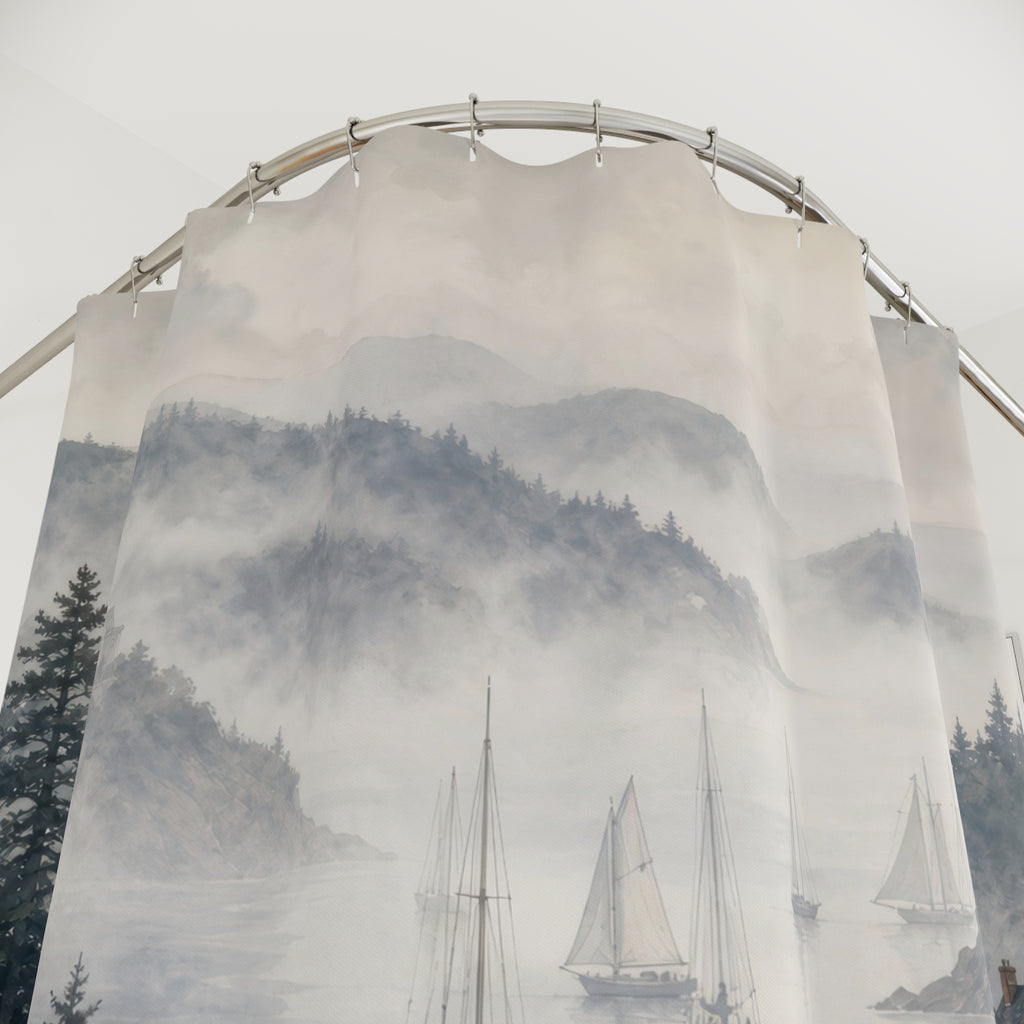 Misty Harbor Coastal Shower Curtain