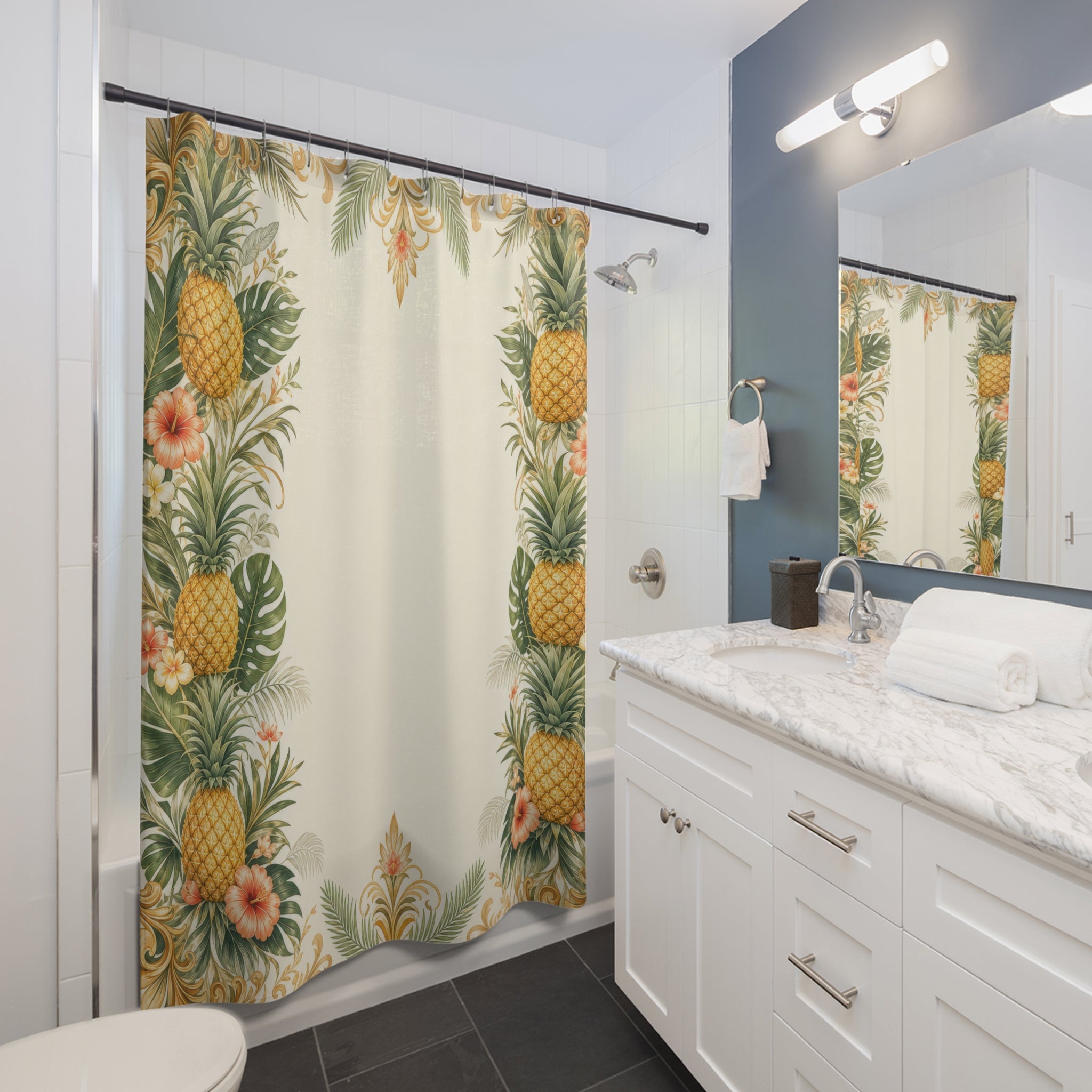 Pineapple Border Shower Curtain