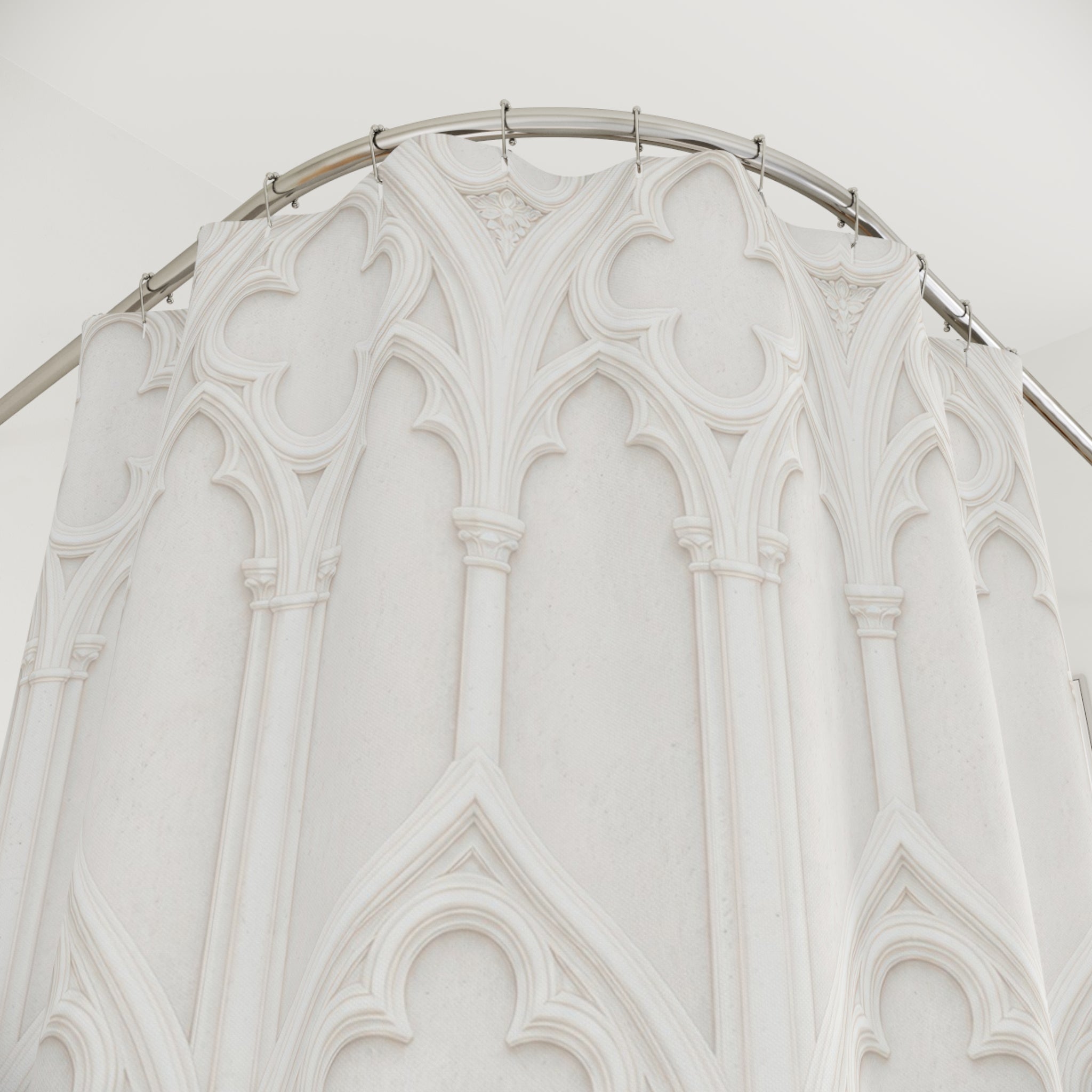 White Gothic Window Shower Curtain