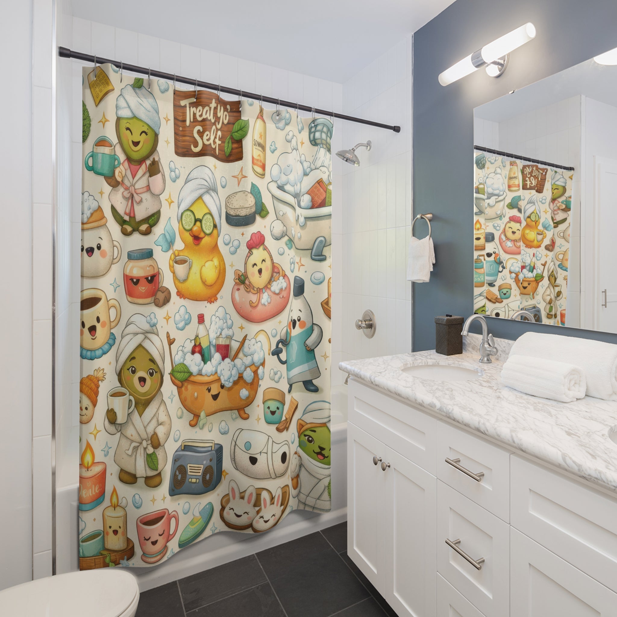 Quirky Self Care Shower Curtain
