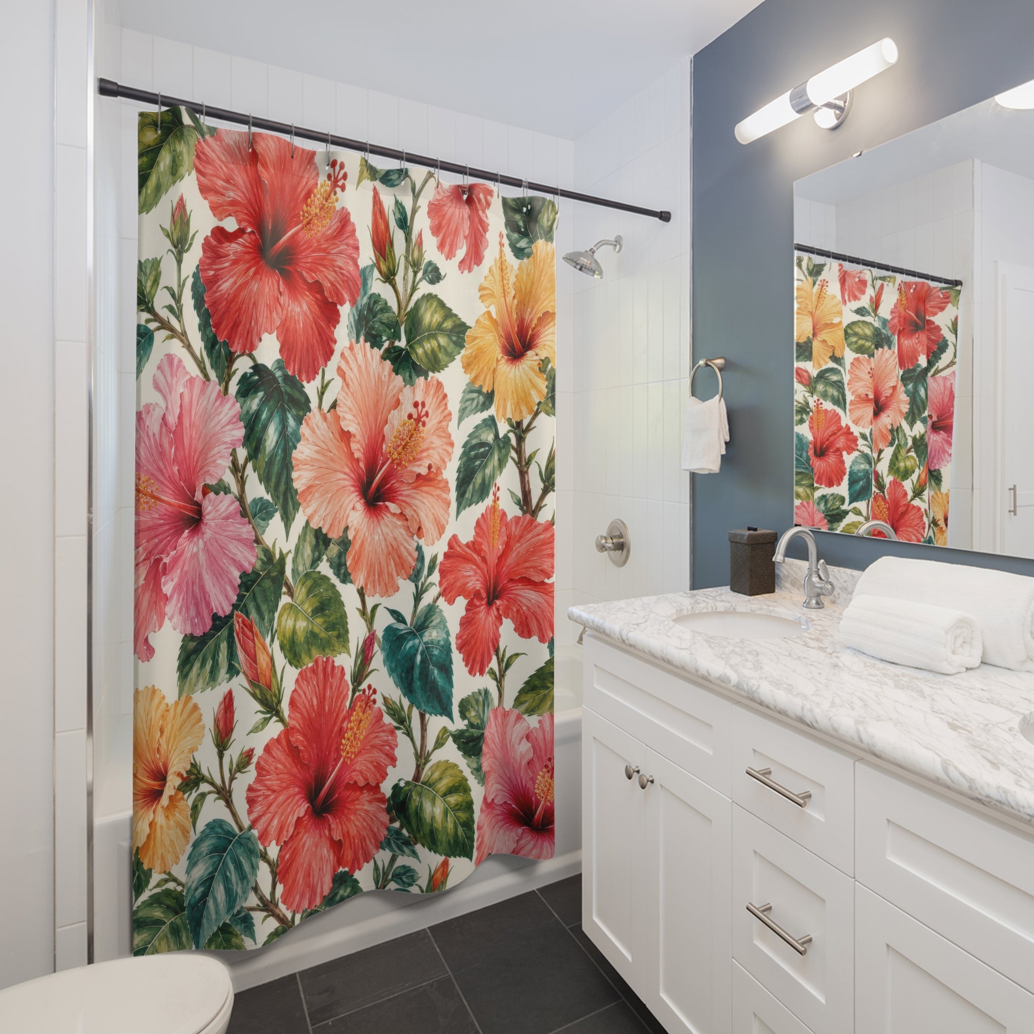 Tropical Flower Botanical Shower Curtain