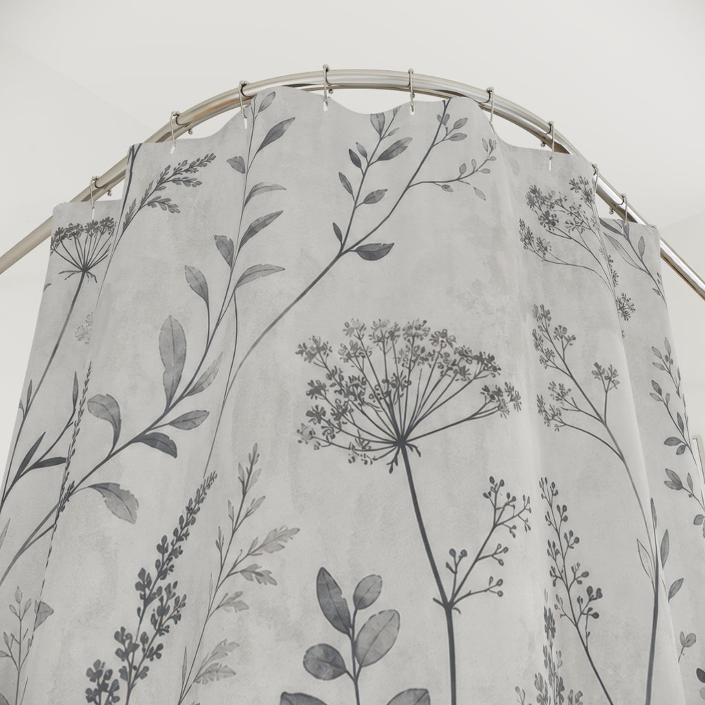 Wildflower Botanical Line Shower Curtain