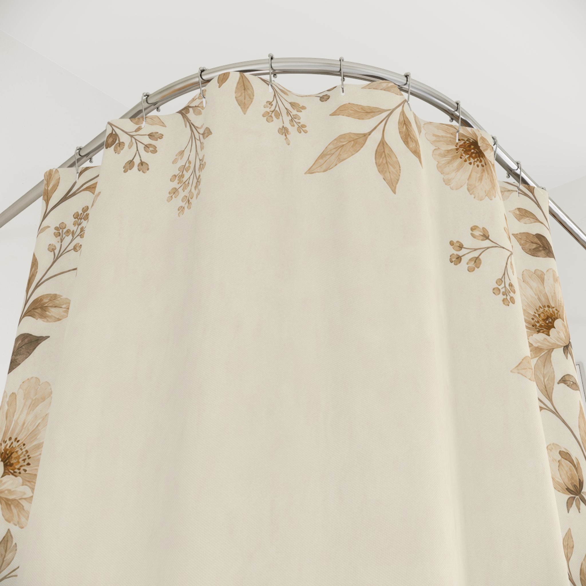 Cream Flower Border Shower Curtain