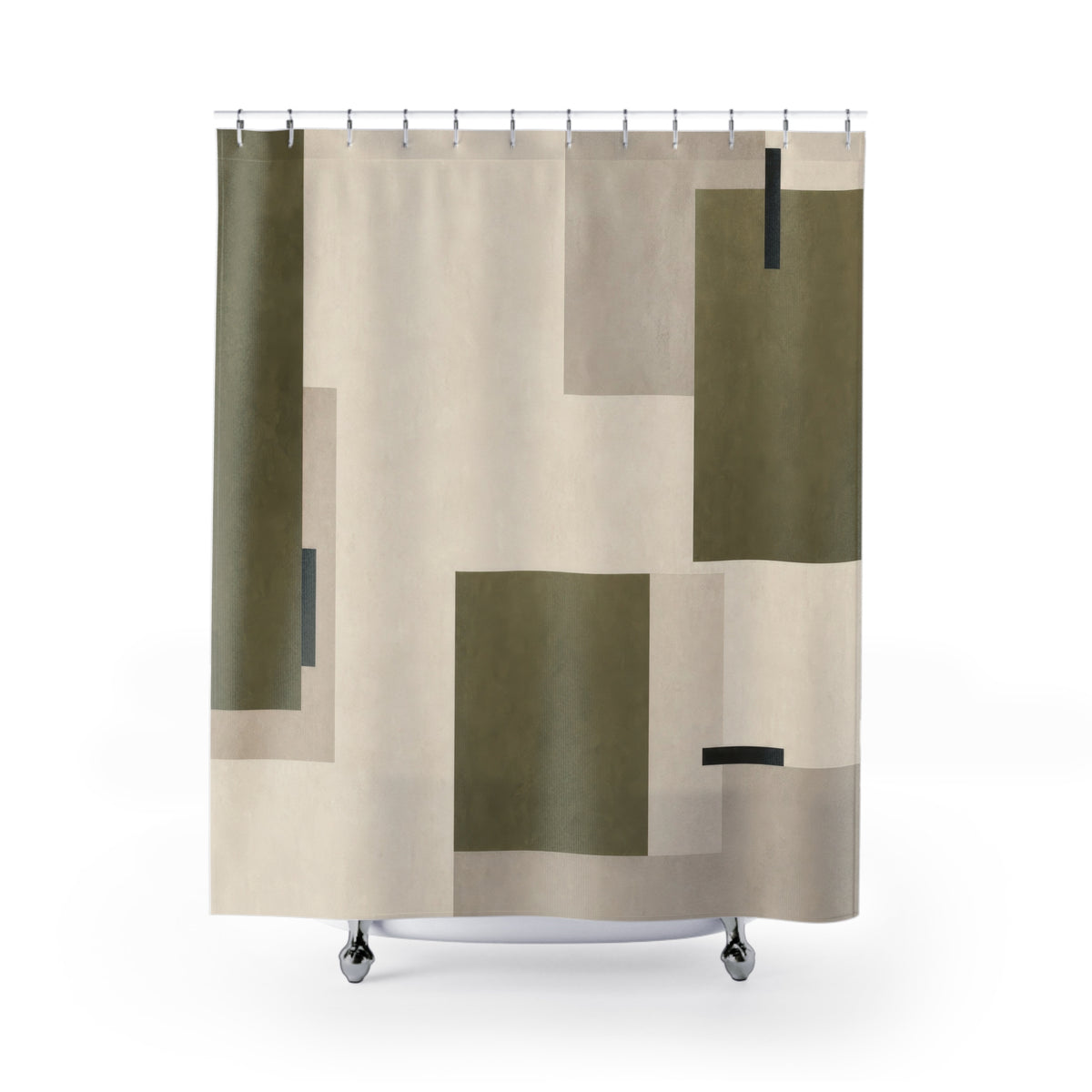 Modern Geometric Olive Green Shower Curtain