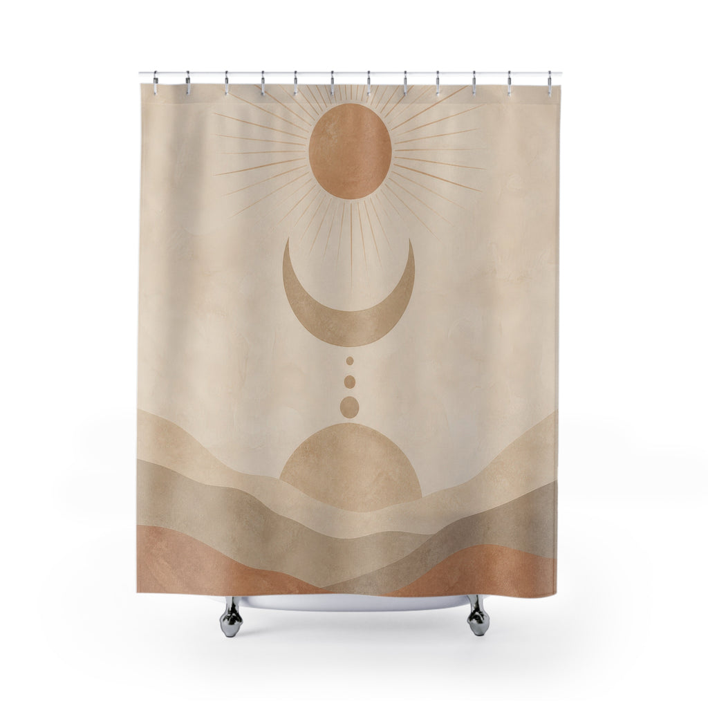Beige Sun Moon Desert Shower Curtain