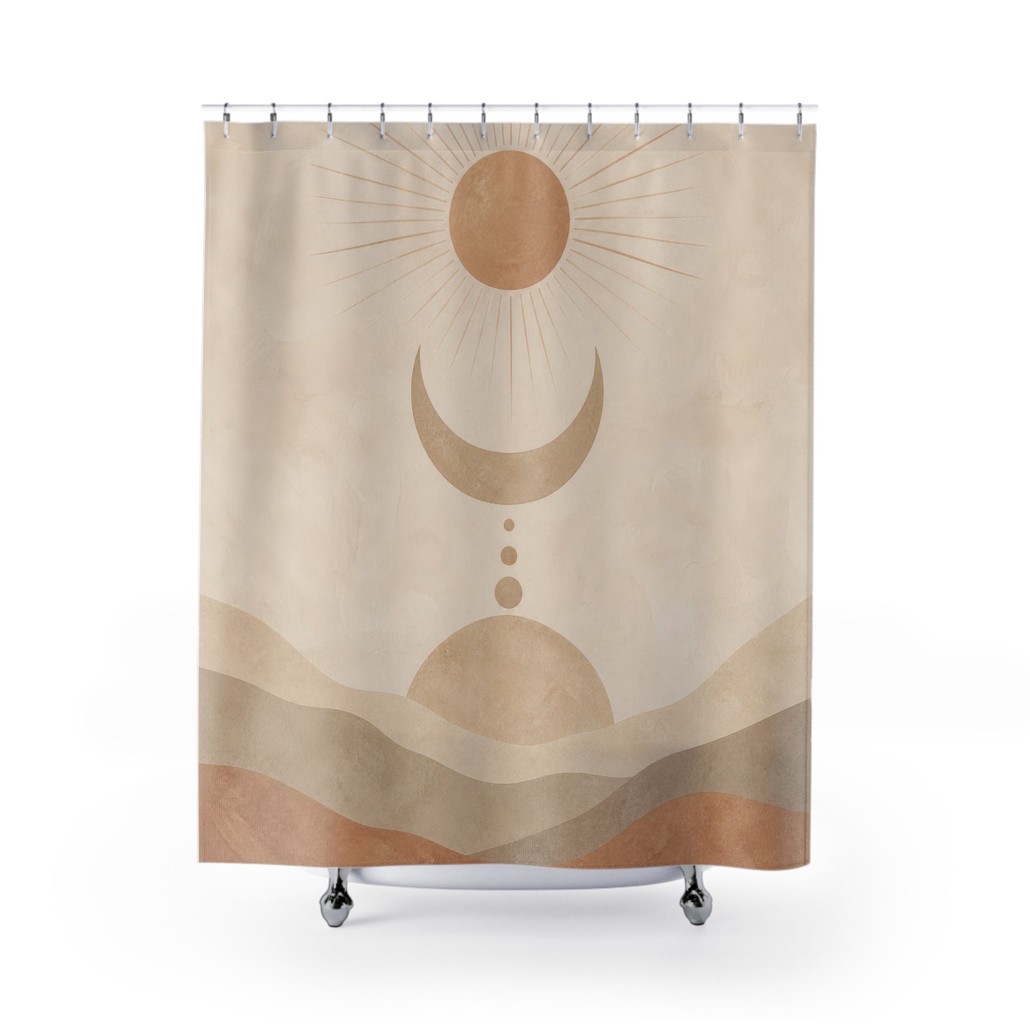 Beige Sun Moon Desert Shower Curtain
