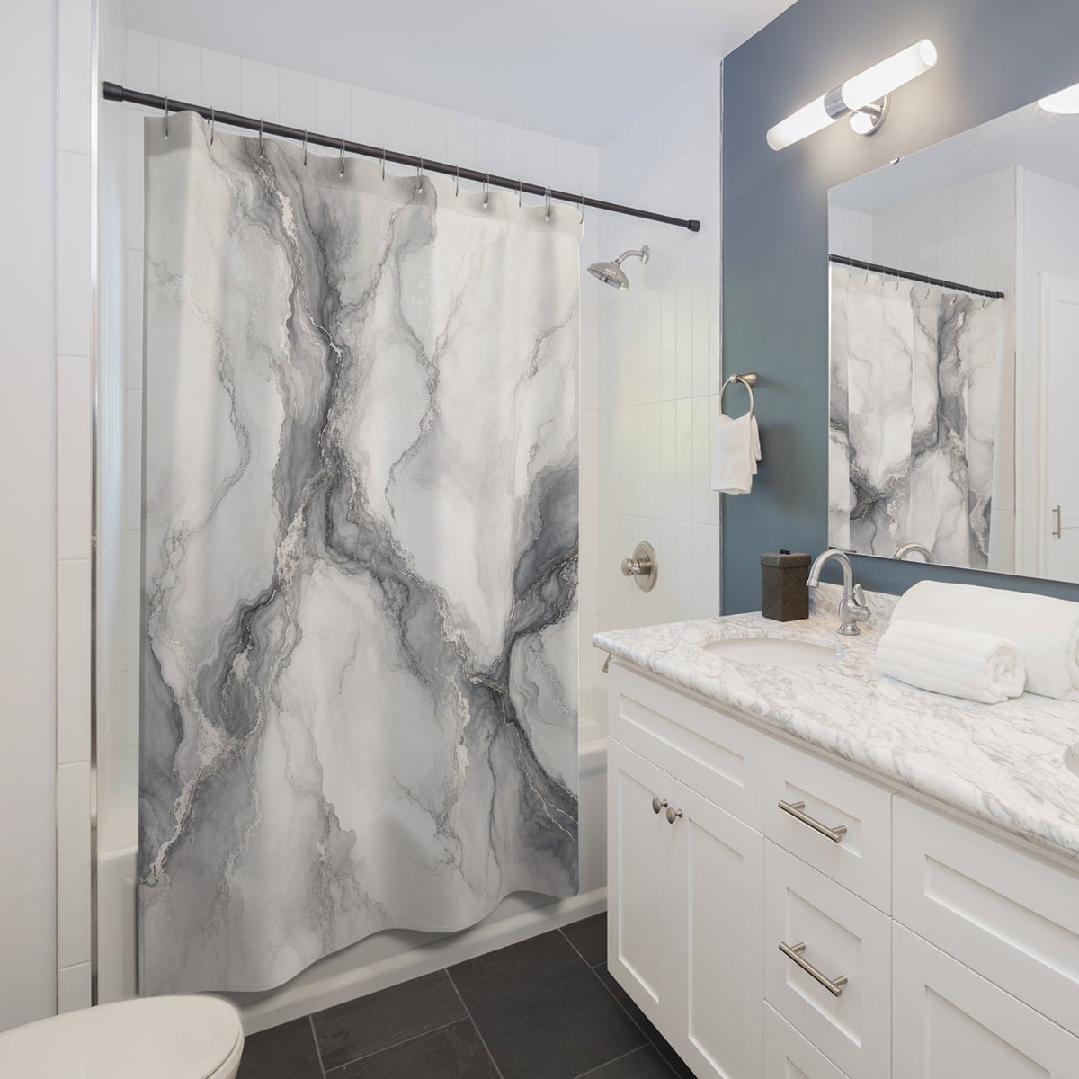 Grey Marble Shower Curtain