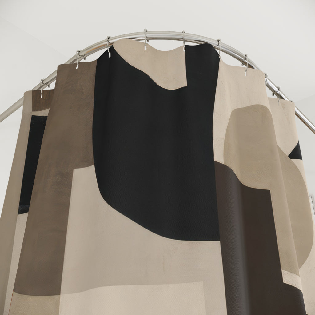 Neutral Geometric Collage Shower Curtain
