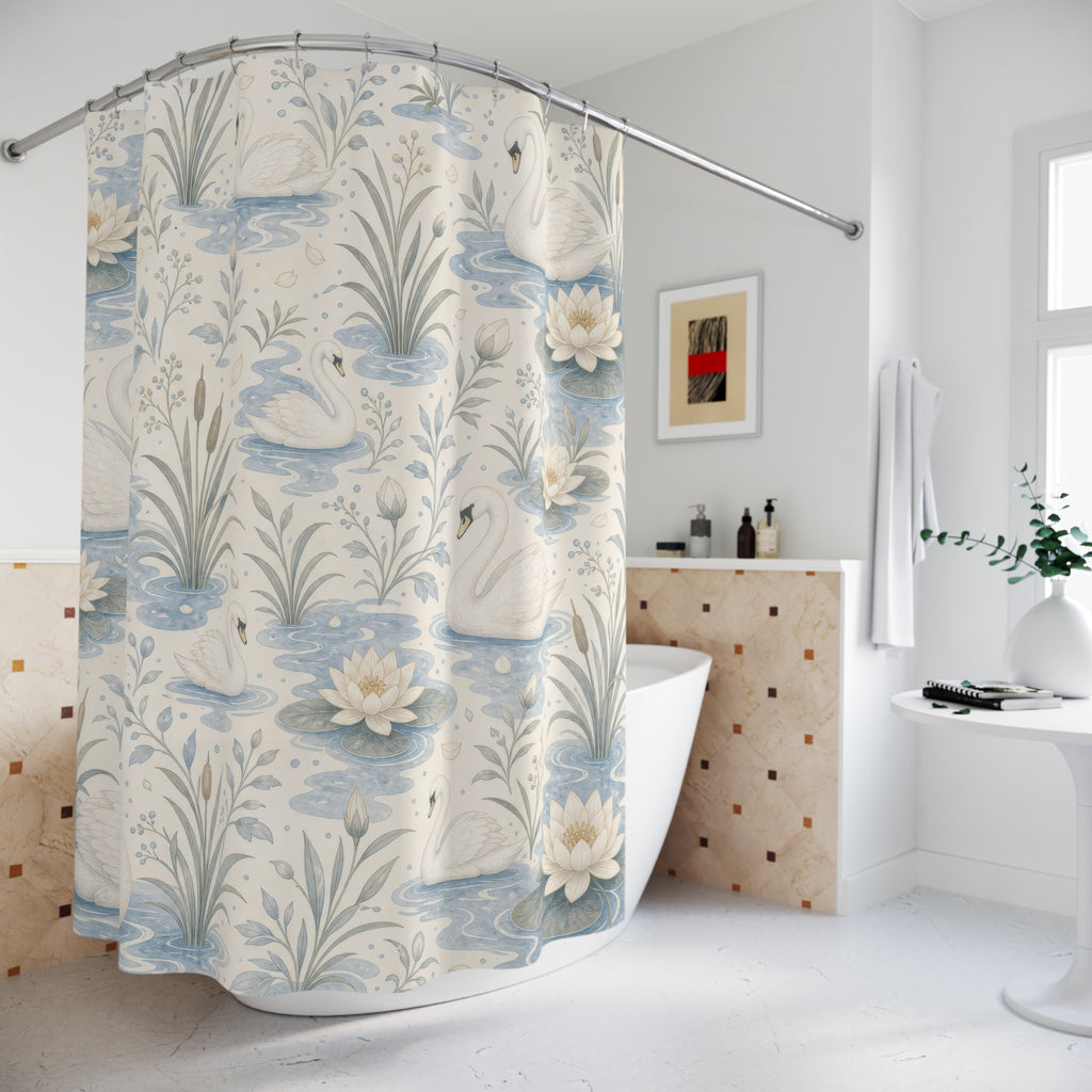 Swan Lake Botanical Shower Curtain