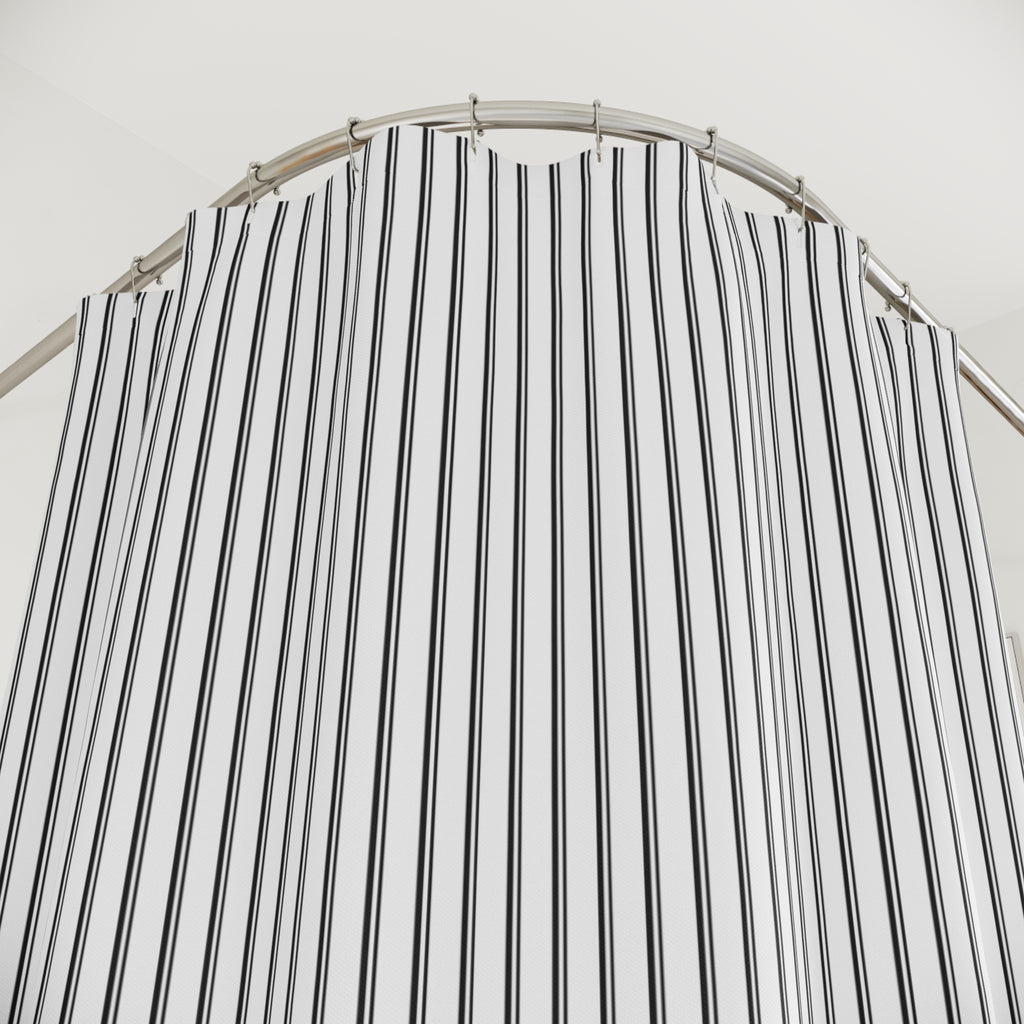 Black Pinstripe Shower Curtain