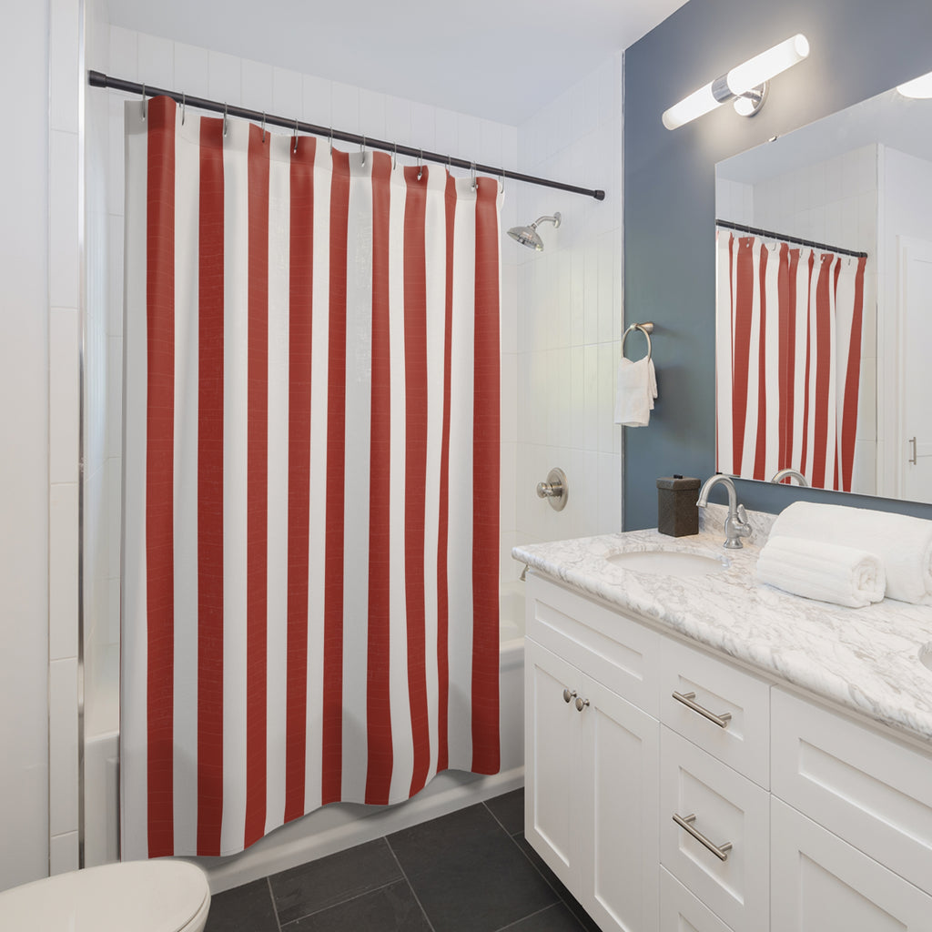 Red & White Awning Stripe Shower Curtain – Bold Cabana