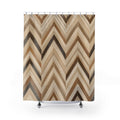 Brown Beige Herringbone Stripe Shower Curtain