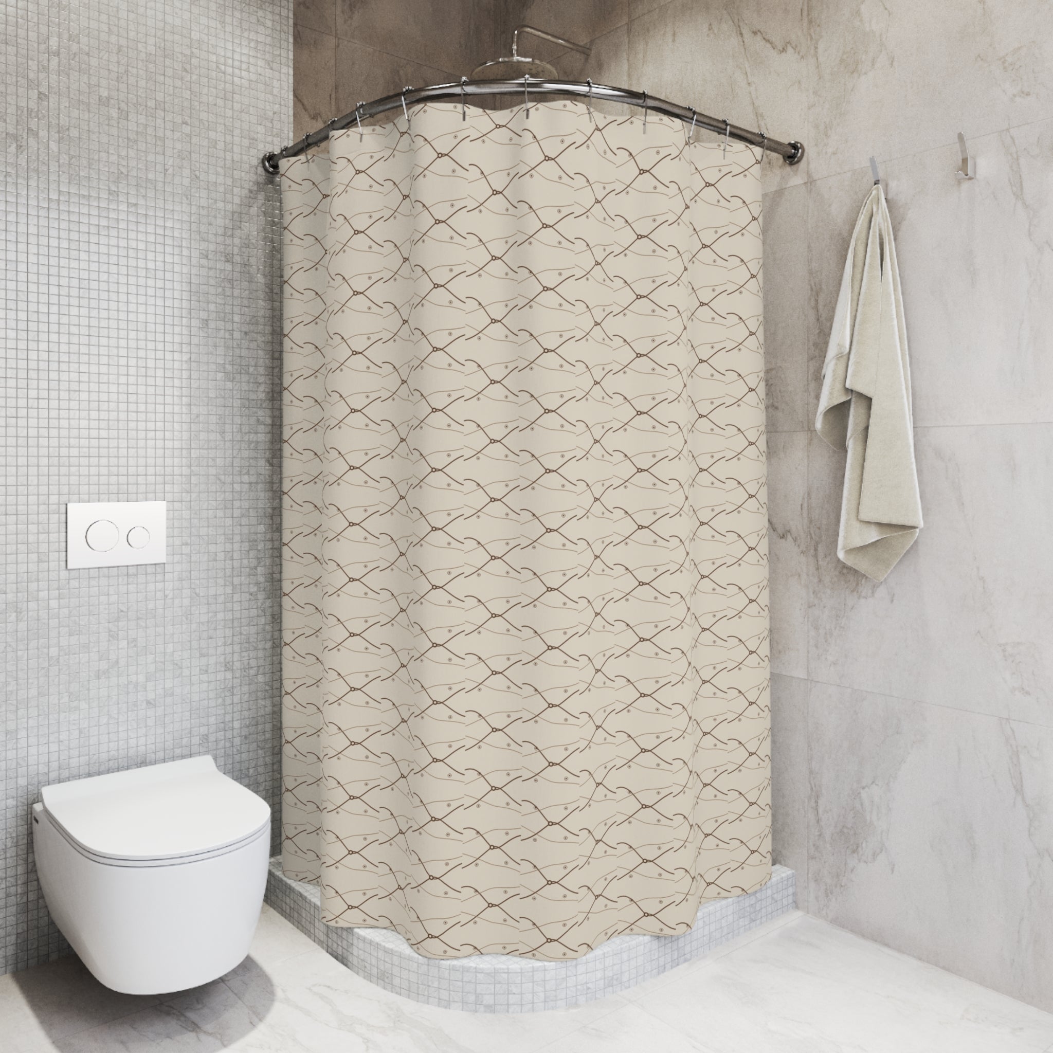 Art Nouveau Whiplash Shower Curtain – Sepia & Cream