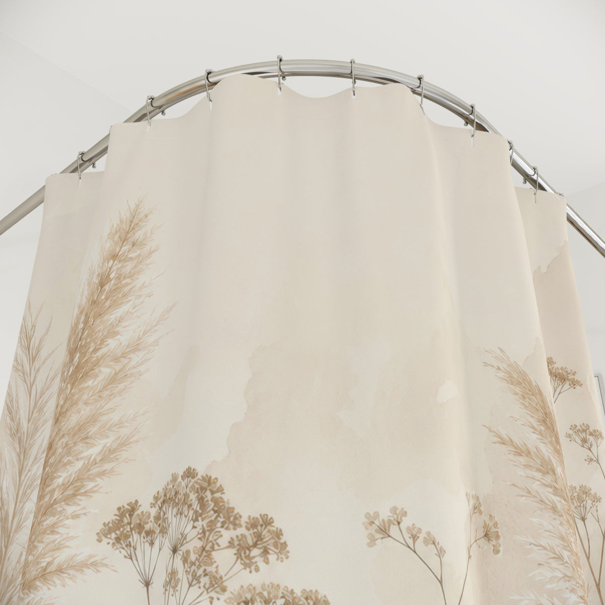 Beige Pampas Fern Wildflower Shower Curtain