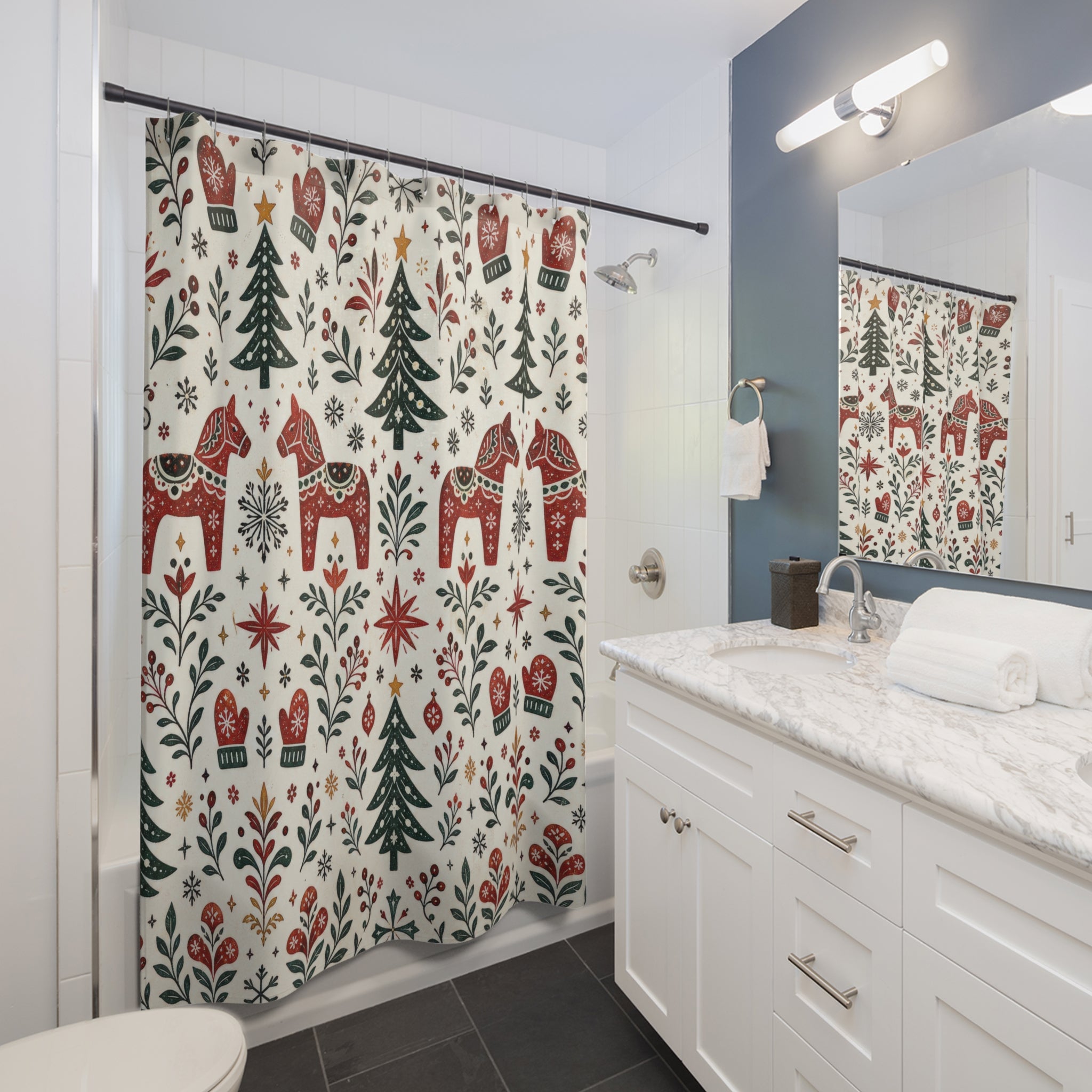 Reindeer Tree Folk Shower Curtain
