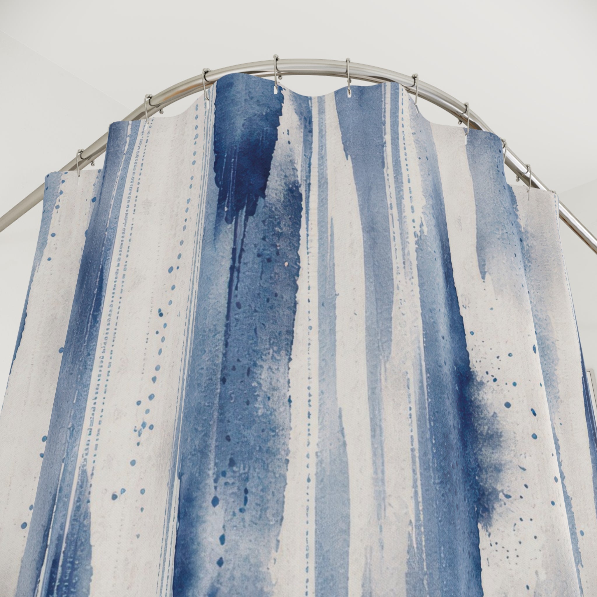 Blue Painterly Stripe Shower Curtain