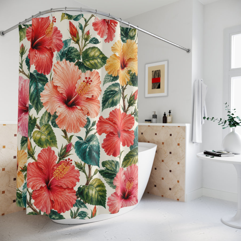 Tropical Flower Botanical Shower Curtain