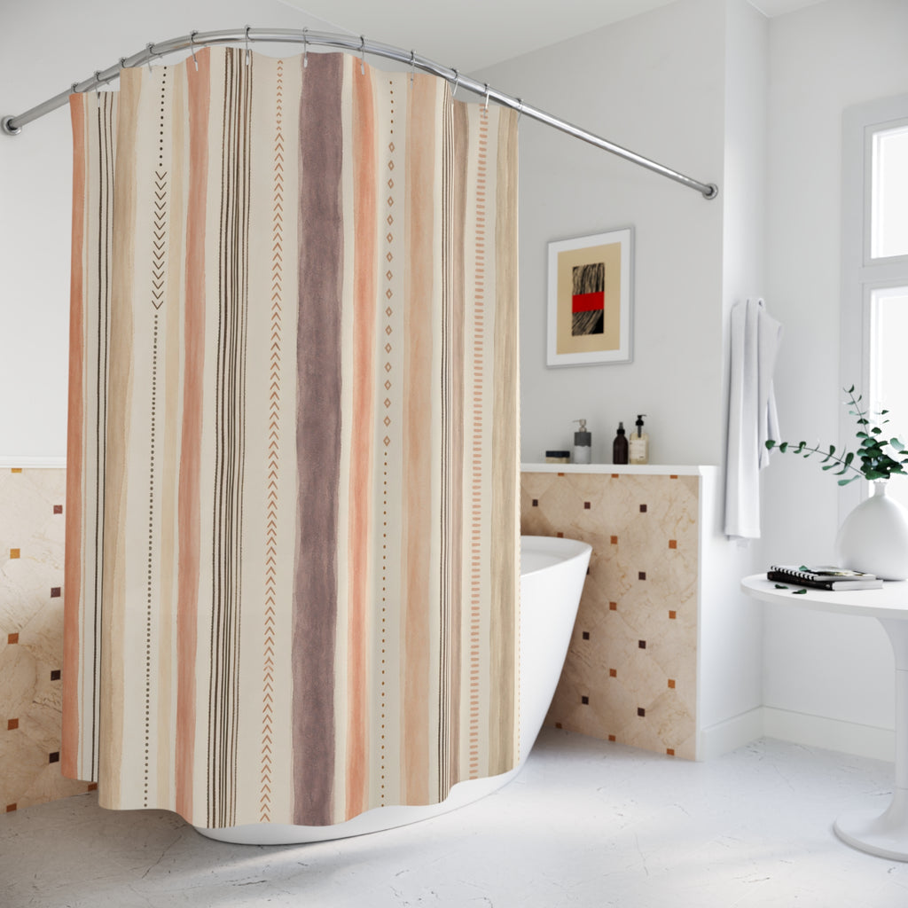 Pale Blush Beige Watercolor Stripe Shower Curtain