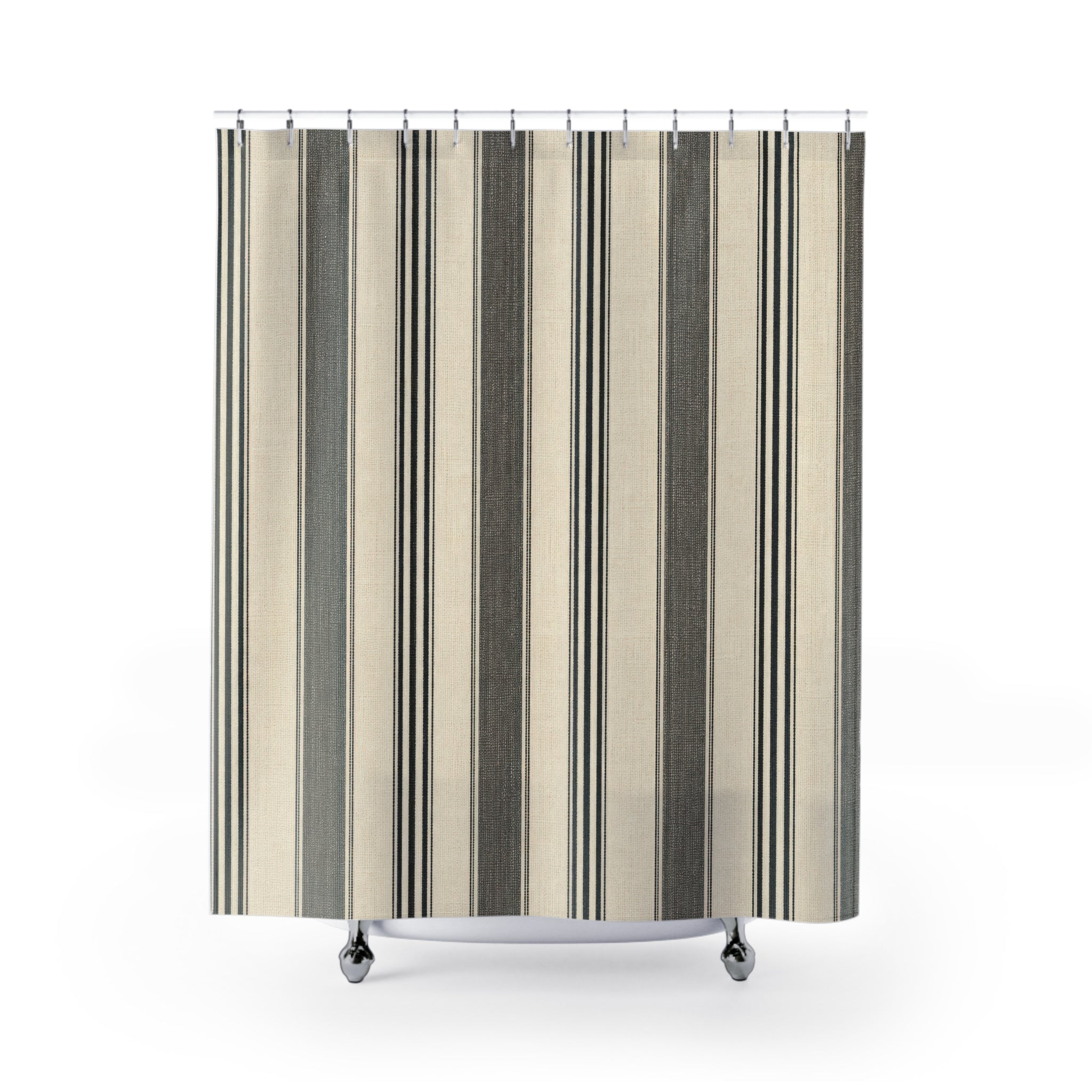 Black Mattress Ticking Shower Curtain