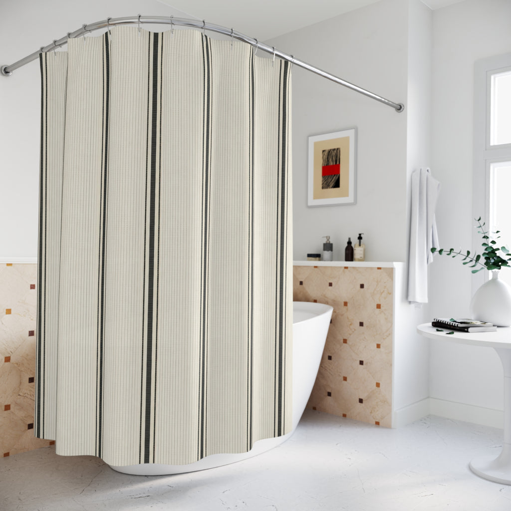 Black Micro Stripe Shower Curtain
