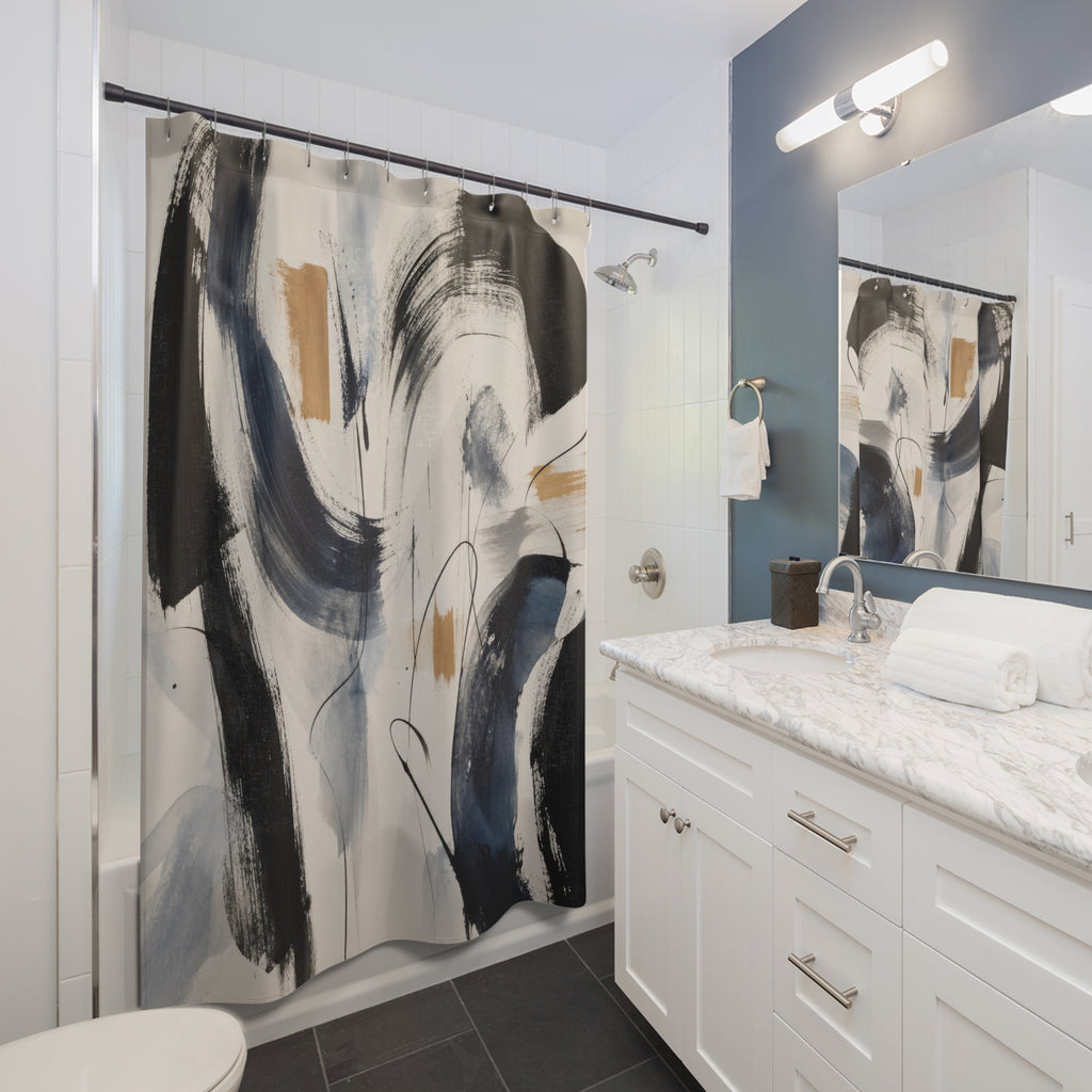 Modern Brush Stroke Shower Curtain