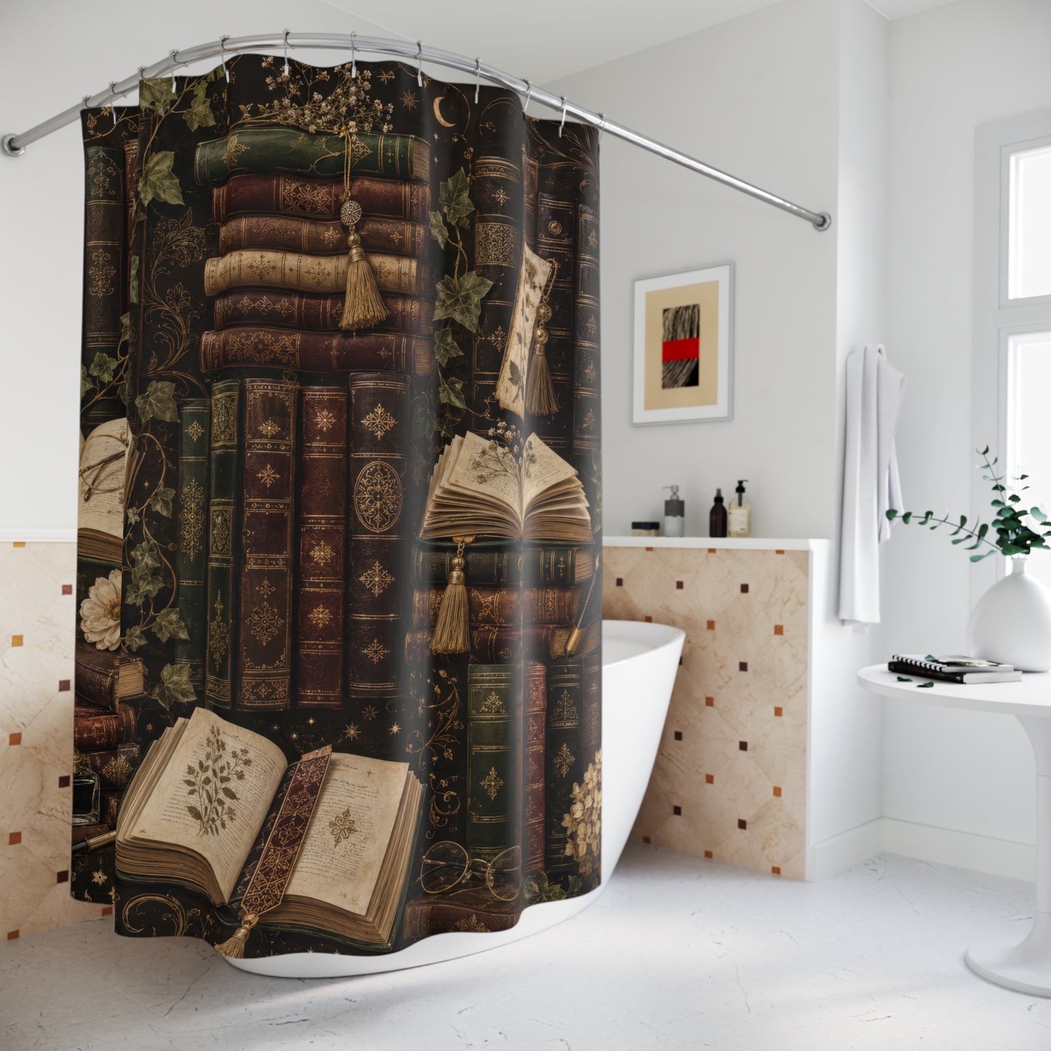 Book Shower Curtain: Vintage Library