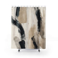 Black Beige Brushstroke Shower Curtain