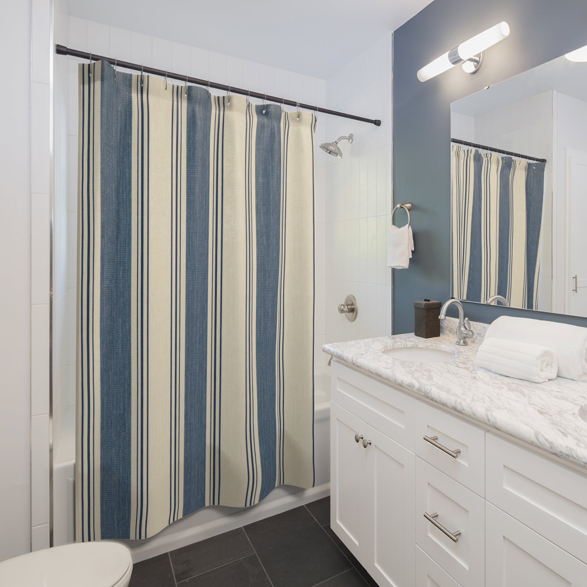 Indigo Estate Stripe Shower Curtain