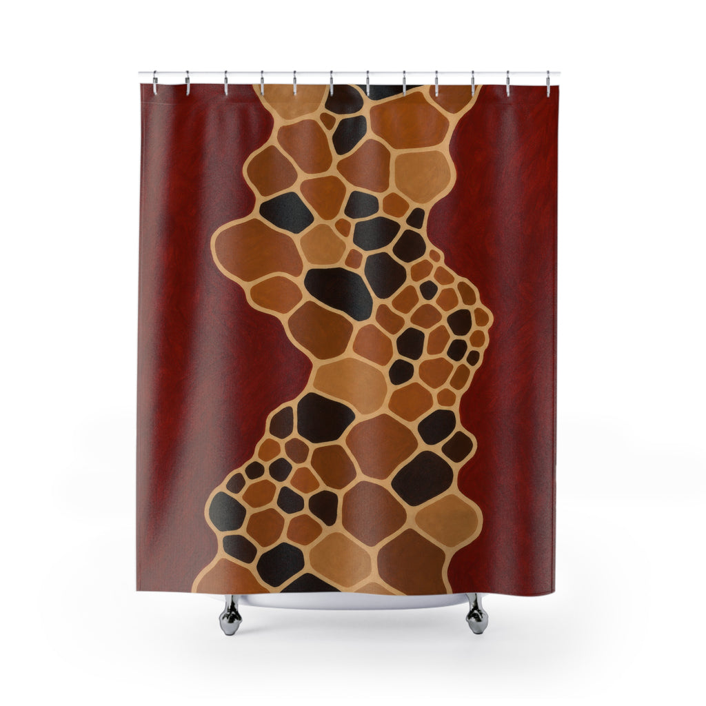 Clay Red Giraffe Cell Shower Curtain