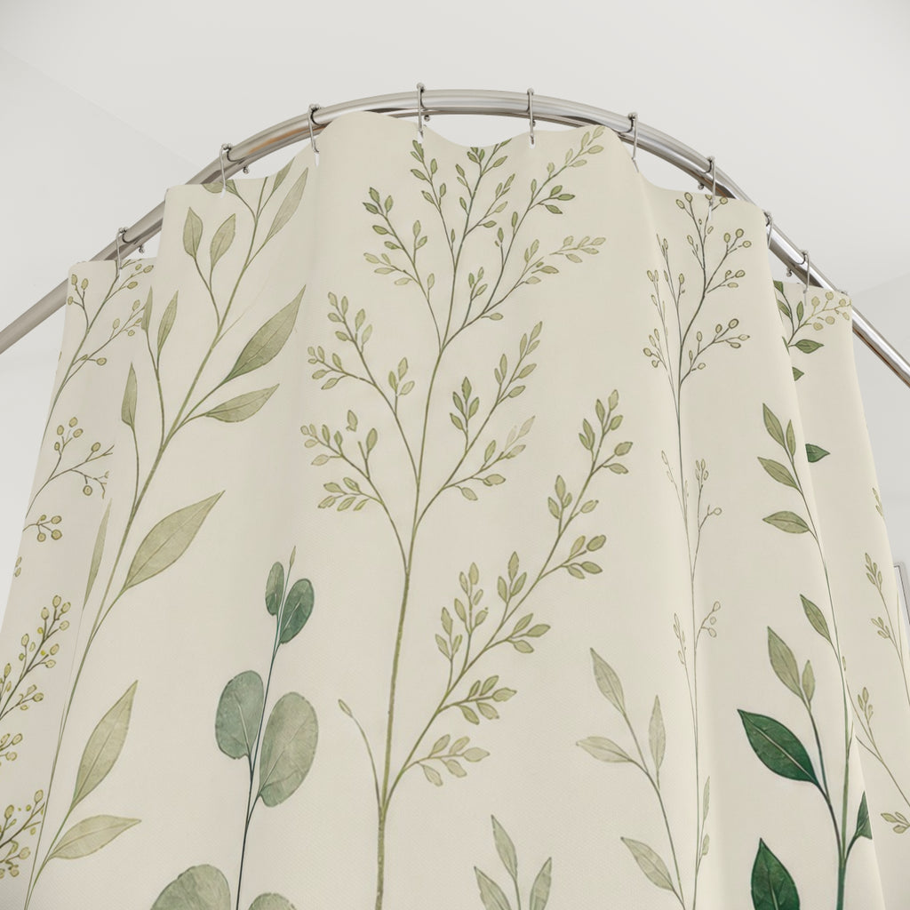Delicate Leaf Stem Shower Curtain