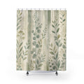 Sage Leaf Stripe Collage Shower Curtain