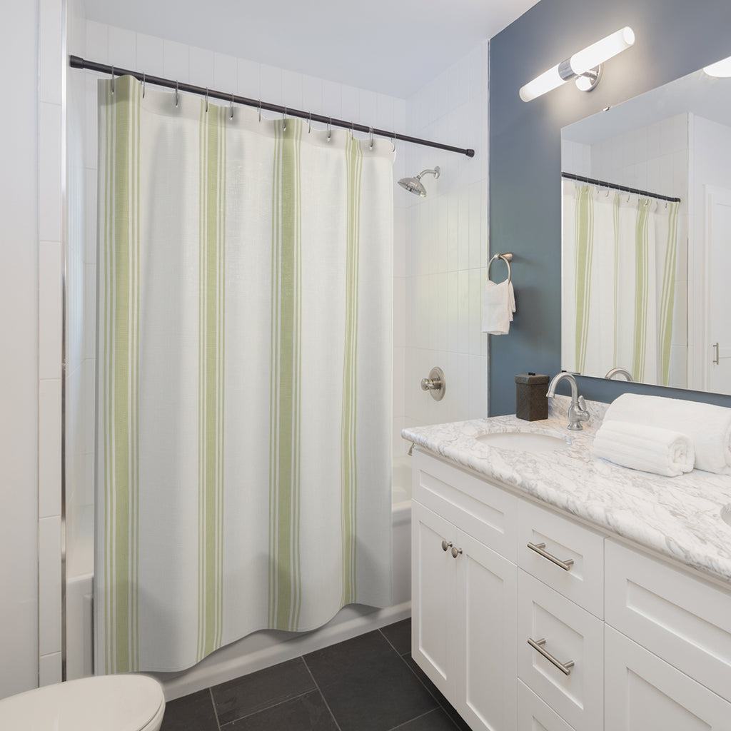 Pistachio Hotel Stripe Shower Curtain