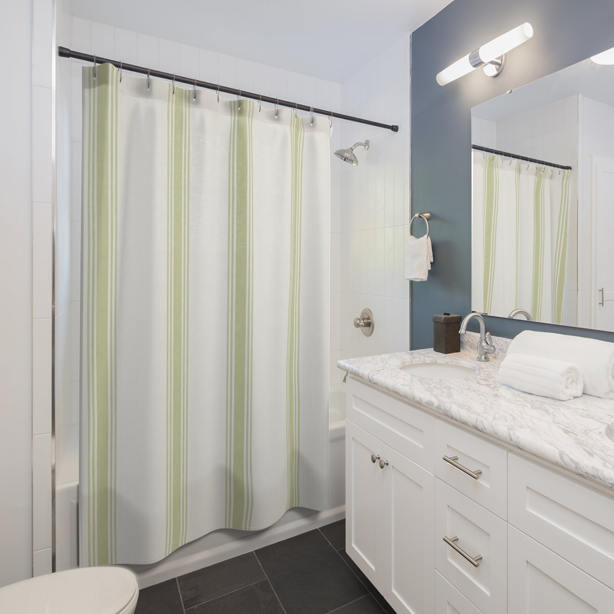 Pistachio Hotel Stripe Shower Curtain
