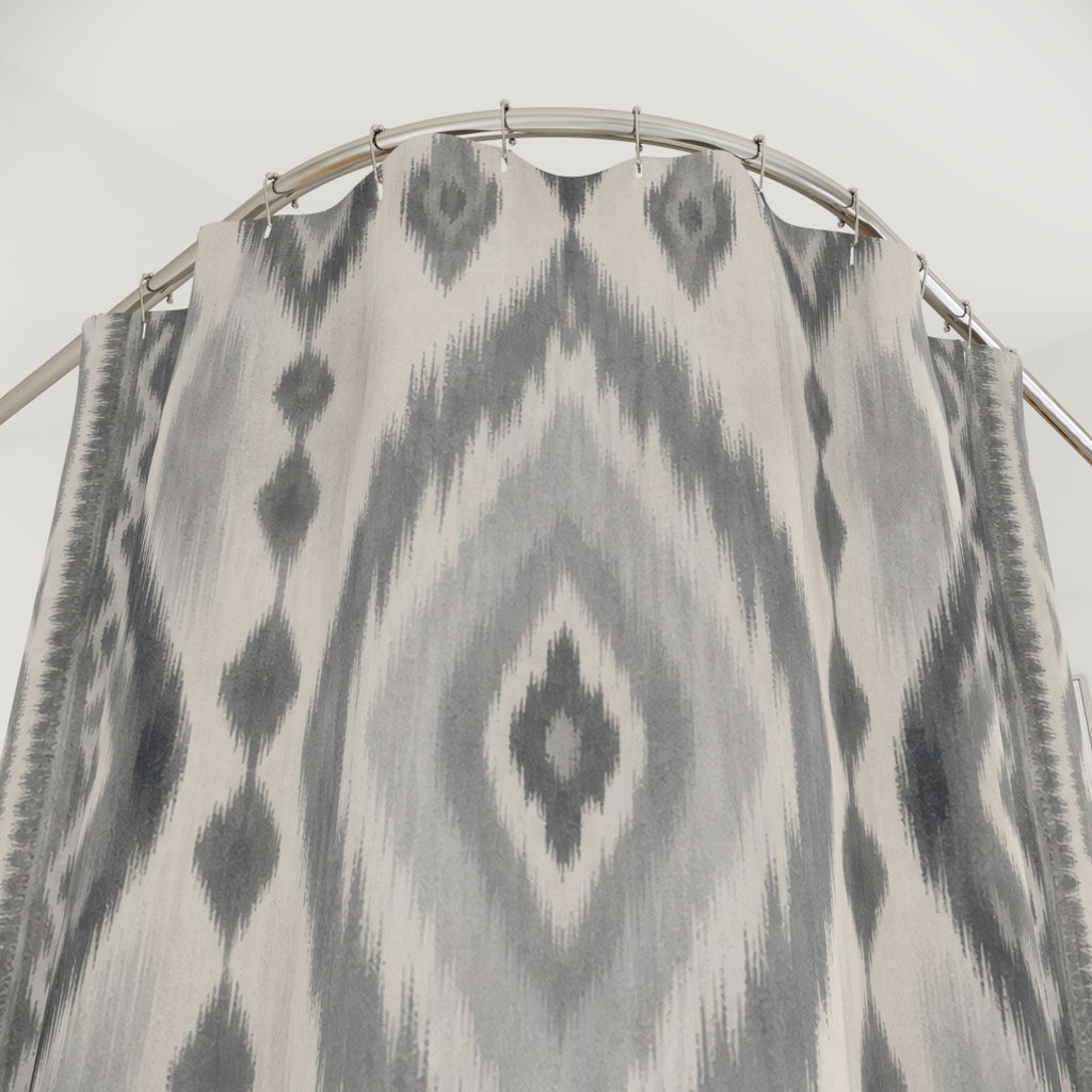 Gray White Diamond Geometric Shower Curtain