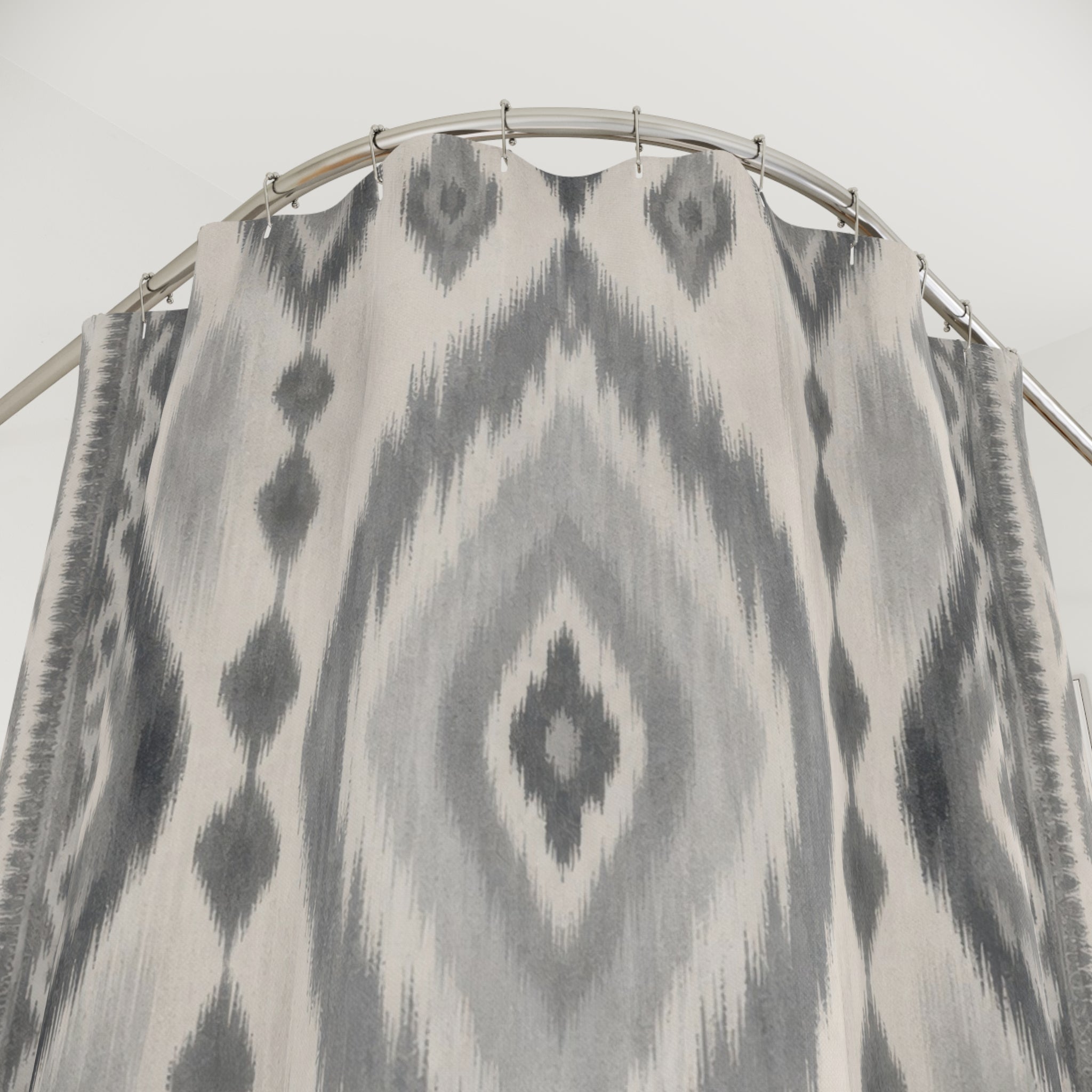 Gray White Diamond Geometric Shower Curtain