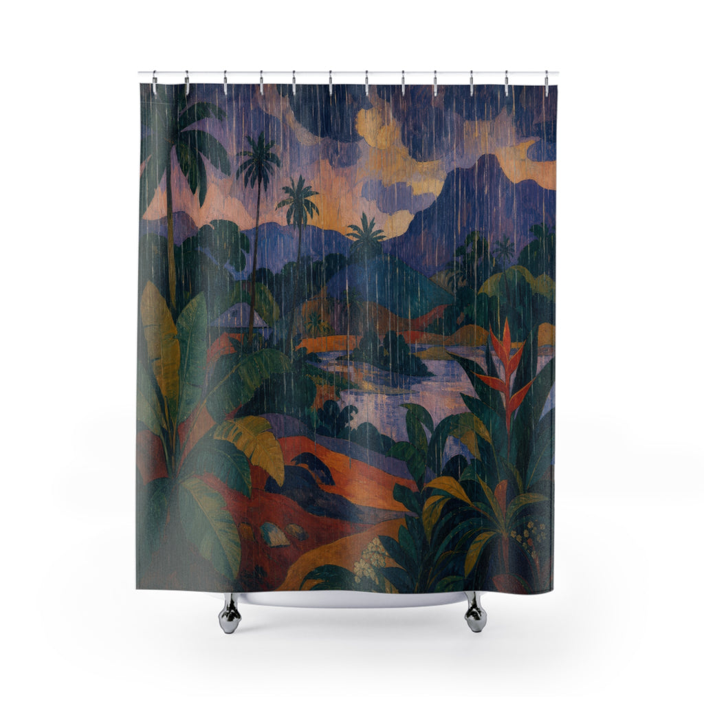 Monsoon Rain Landscape Print Shower Curtain