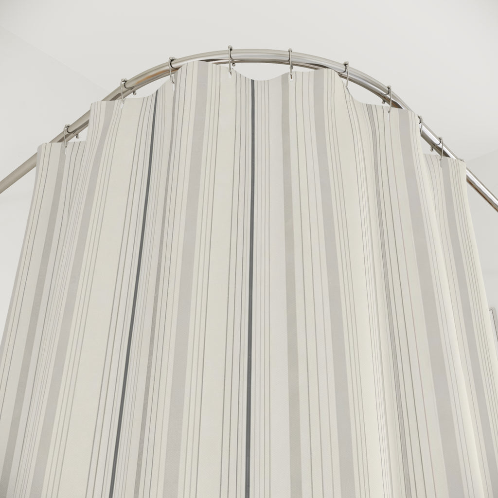 Ivory Grey Pinstripe Shower Curtain