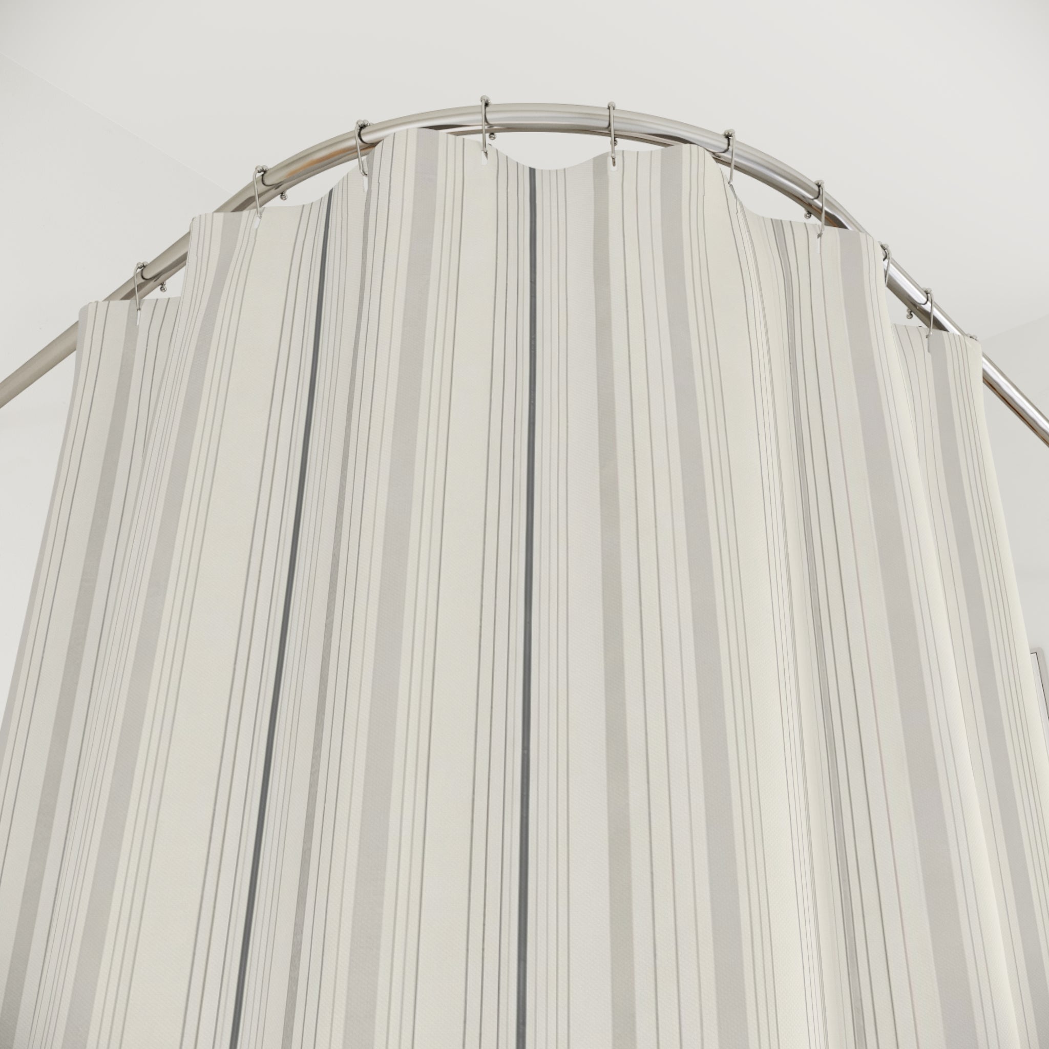 Ivory Grey Pinstripe Shower Curtain