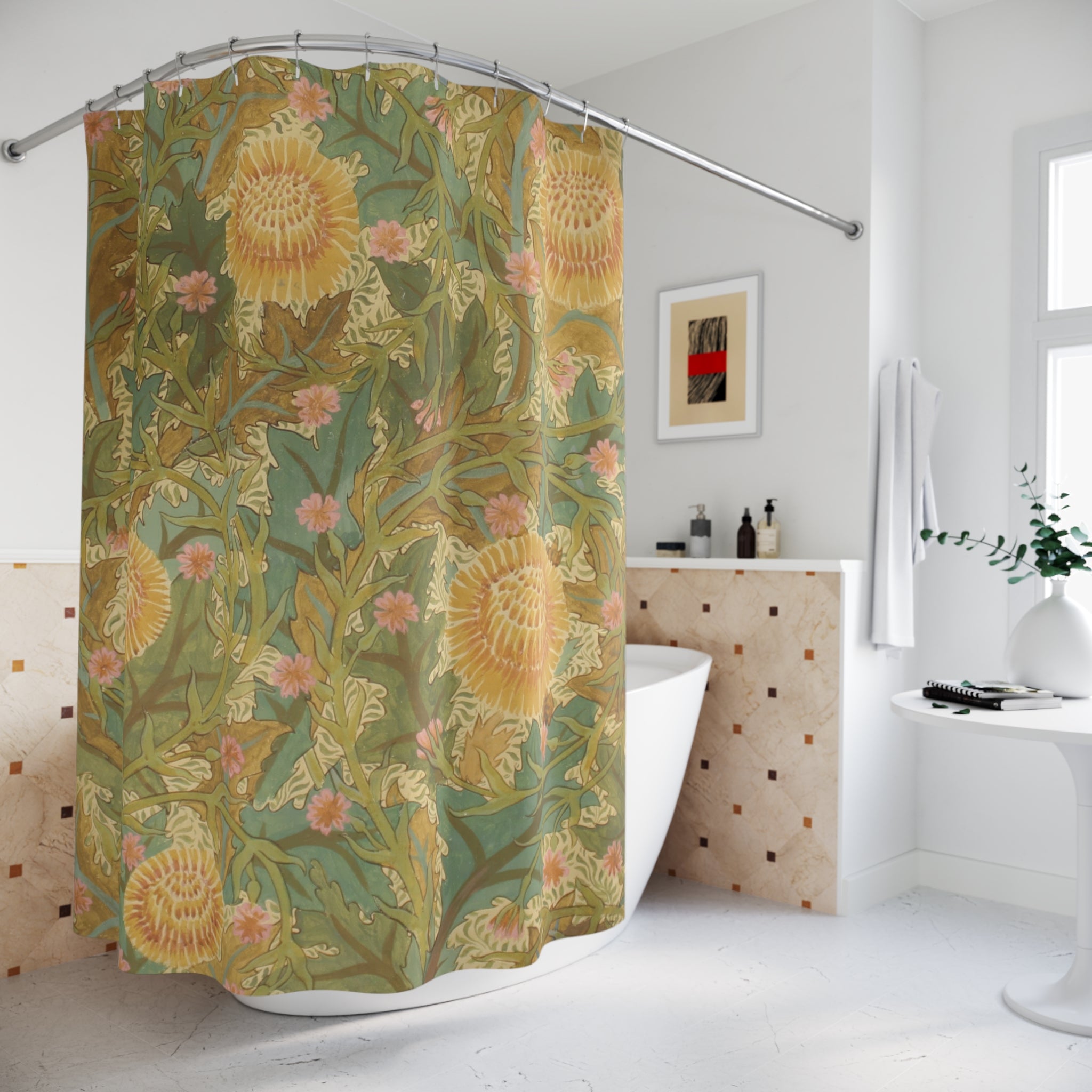 Art Nouveau Chrysanthemum Shower Curtain