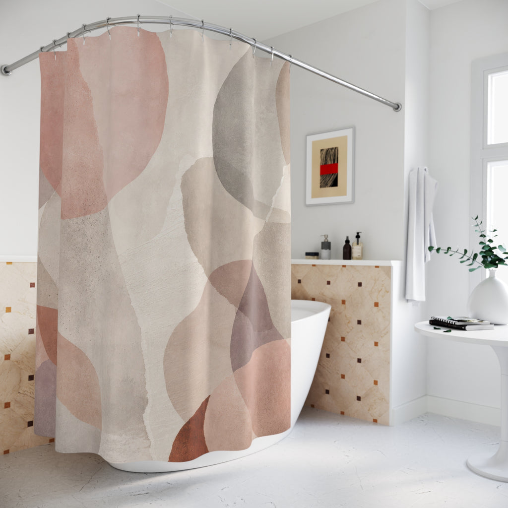 Blush Taupe Abstract Watercolor Shapes Shower Curtain