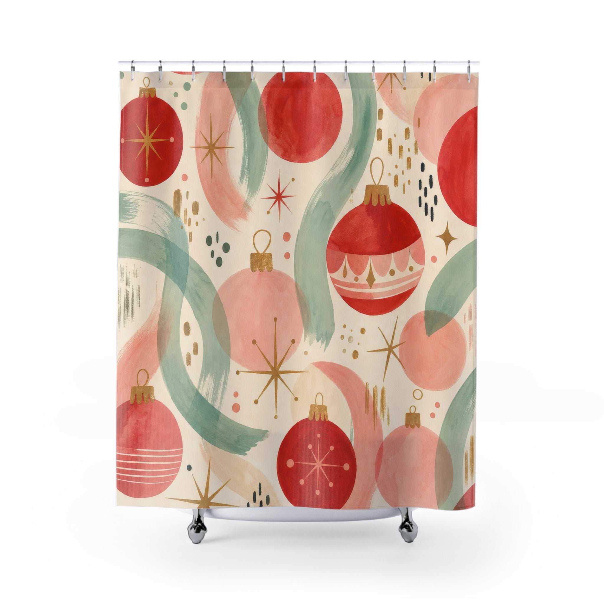 Retro Ornament Christmas Shower Curtain