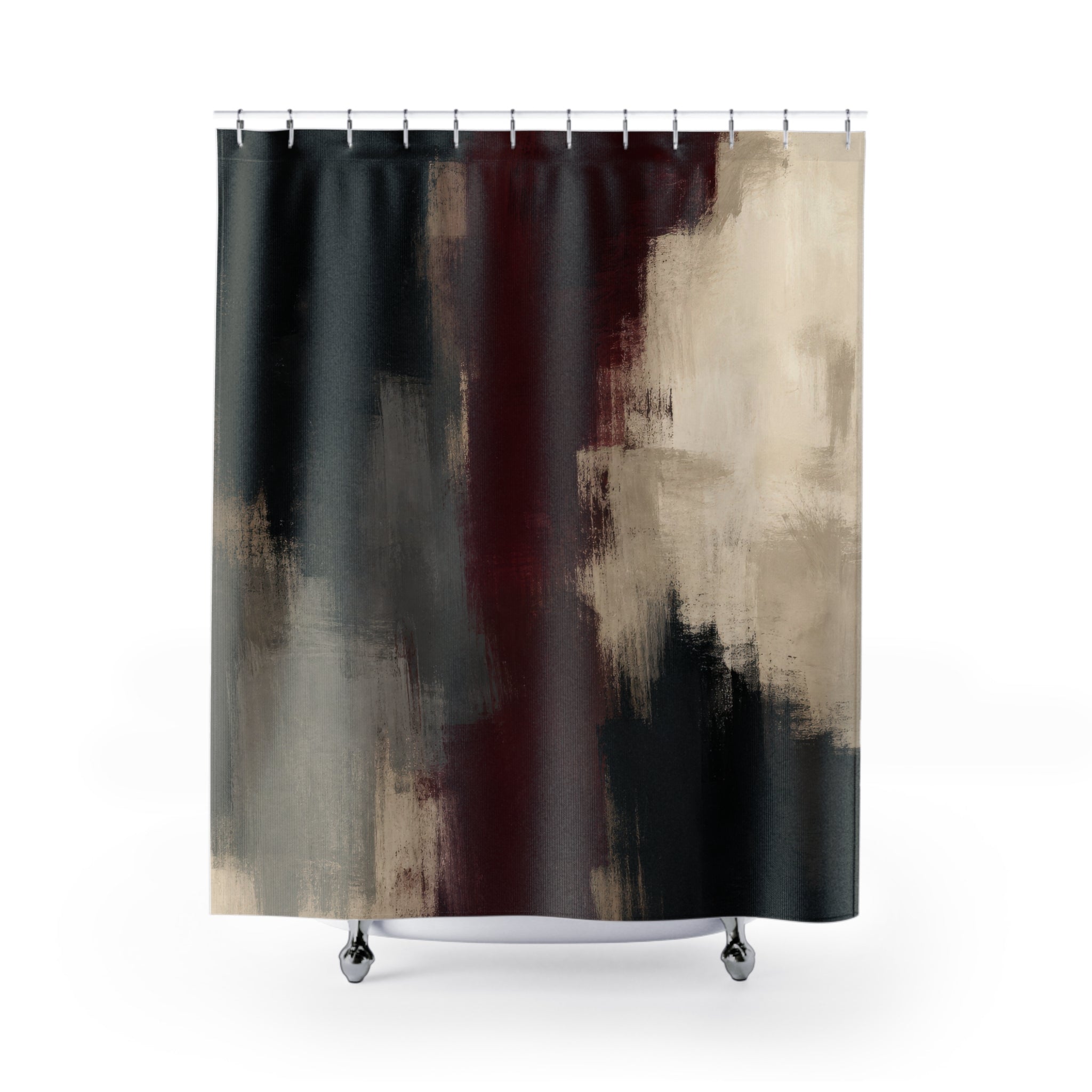 Black Burgundy Abstract Shower Curtain