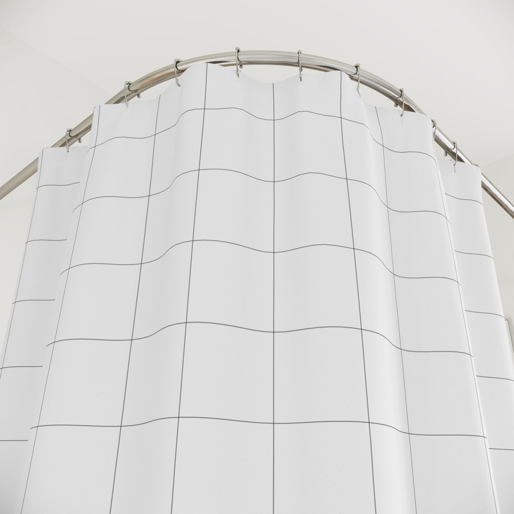 Black and White Windowpane Check Shower Curtain