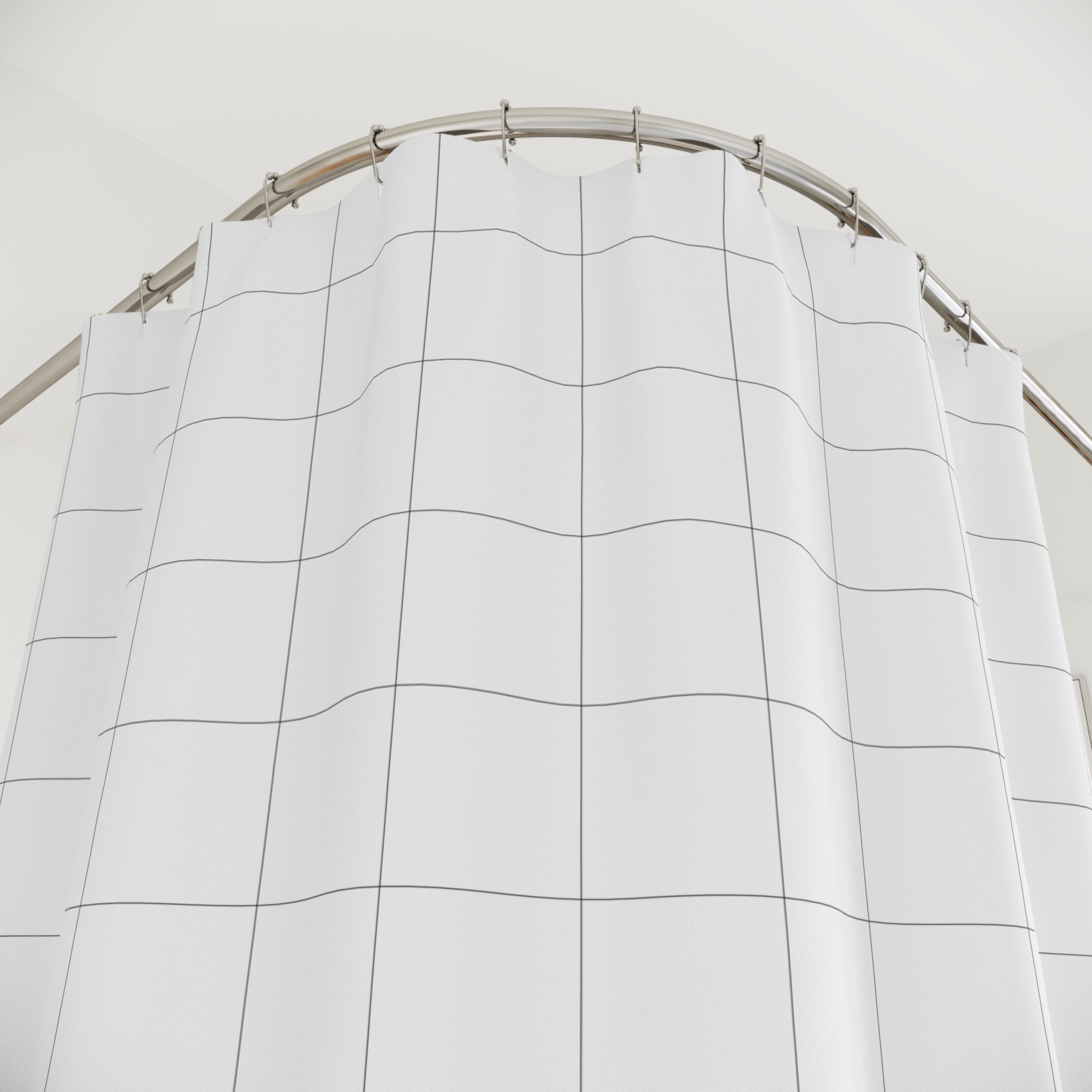 Black and White Windowpane Check Shower Curtain