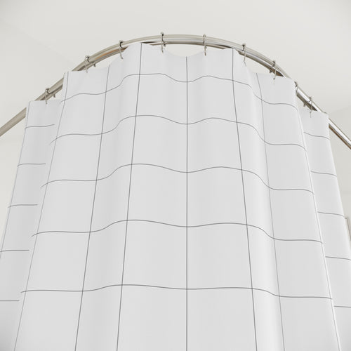 Black and White Windowpane Check Shower Curtain